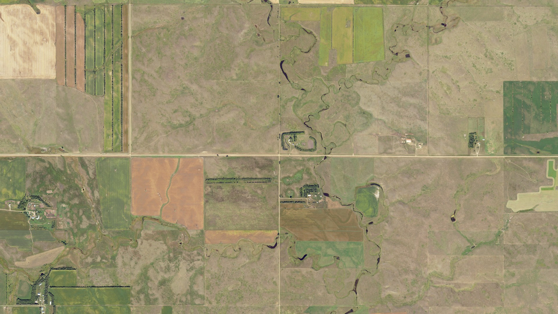 Aerial view of land around Cromwell, North Dakota