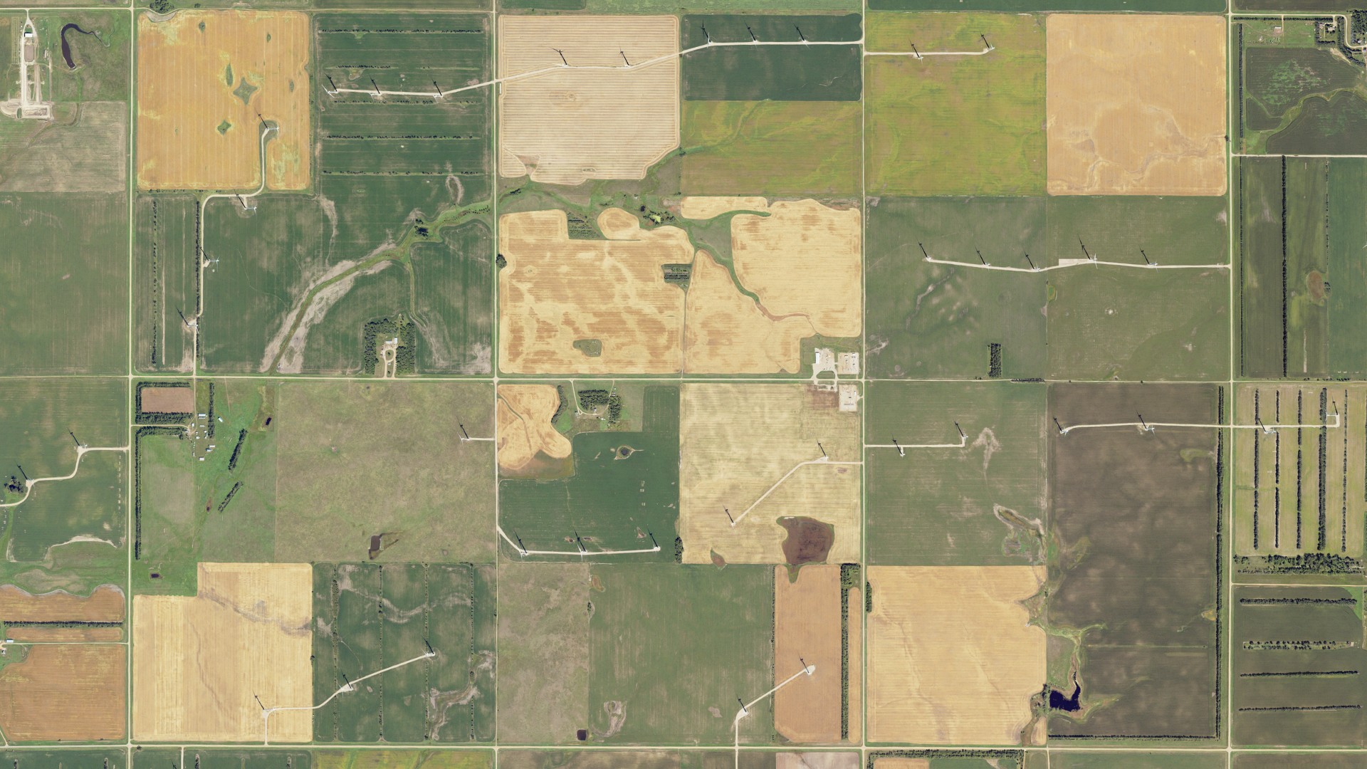 Aerial view of land around Ecklund, North Dakota