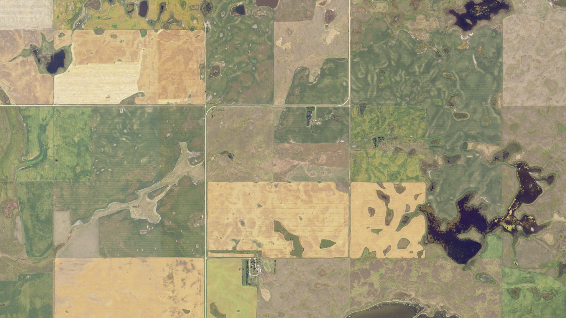 Aerial view of land around Schrunk-Steiber, North Dakota