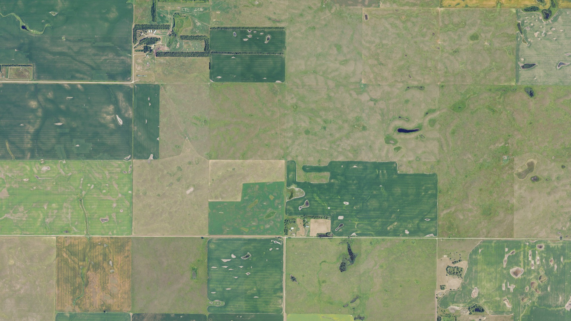 Aerial view of land around Taft, North Dakota