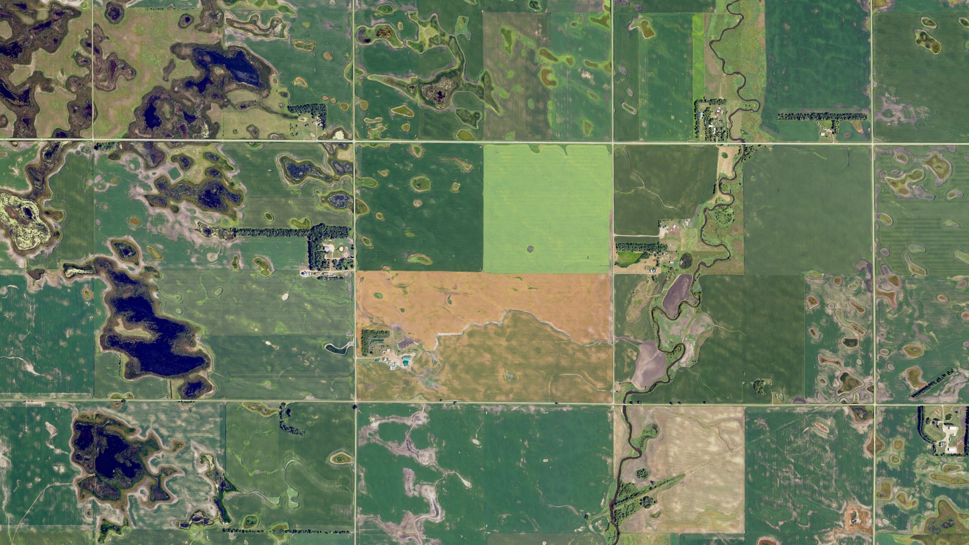 Aerial view of land around Clifton, North Dakota