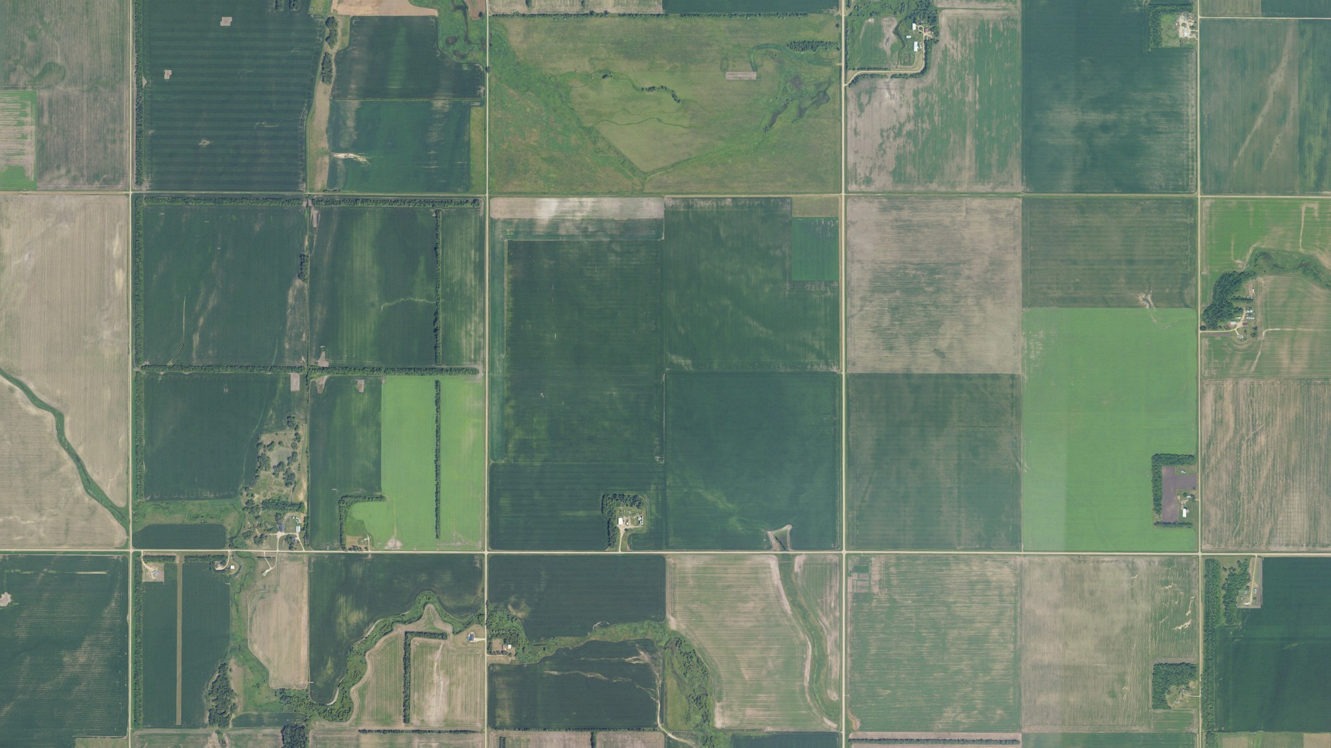 Aerial view of land around Empire, North Dakota