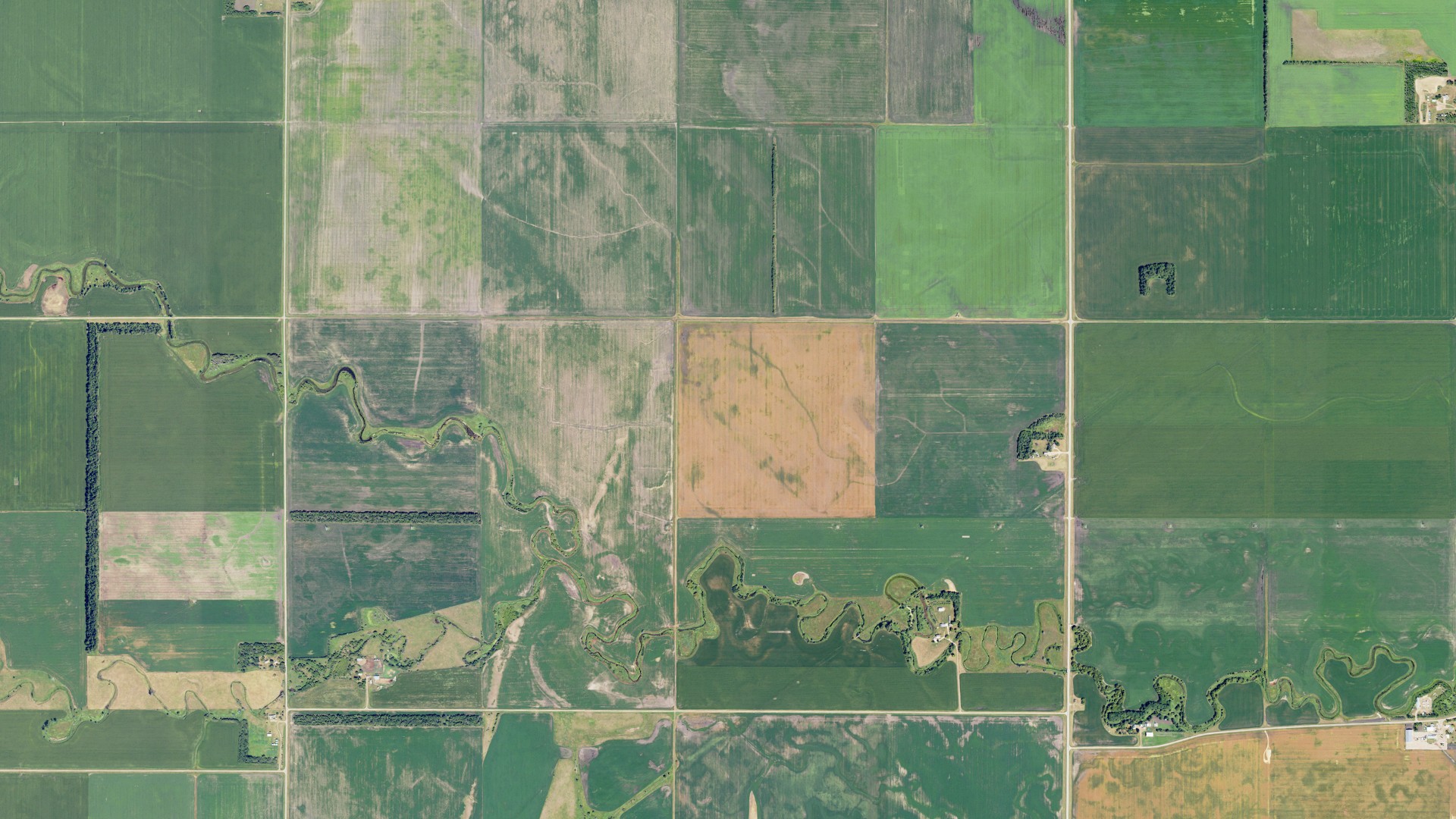 Aerial view of land around Gill, North Dakota