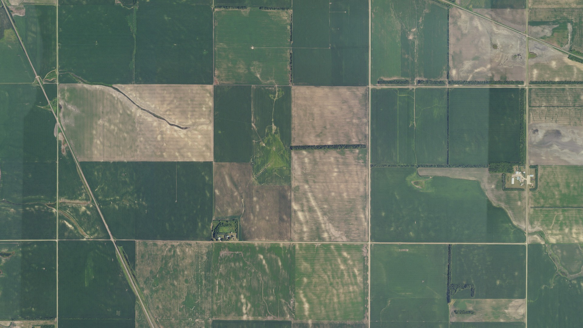 Natural-color aerial photograph of land around Rich, North Dakota