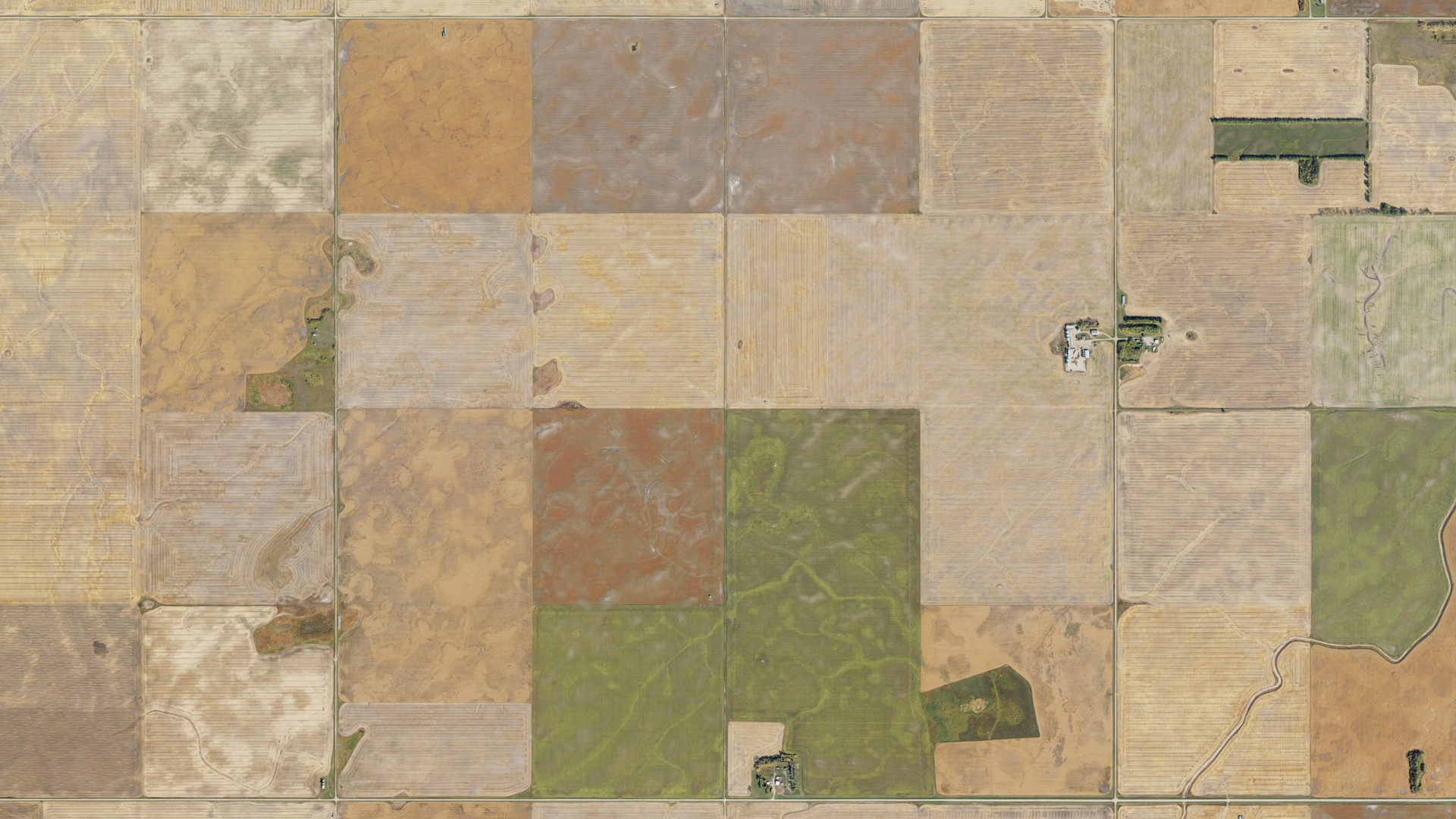 Aerial view of land around Dresden, North Dakota