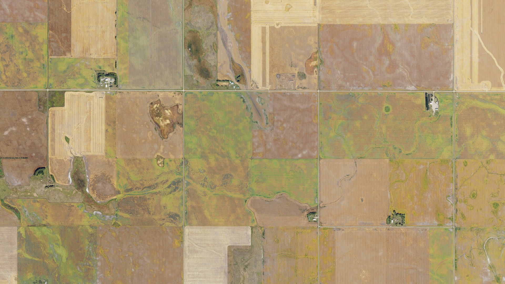 Aerial view of land around Grey, North Dakota