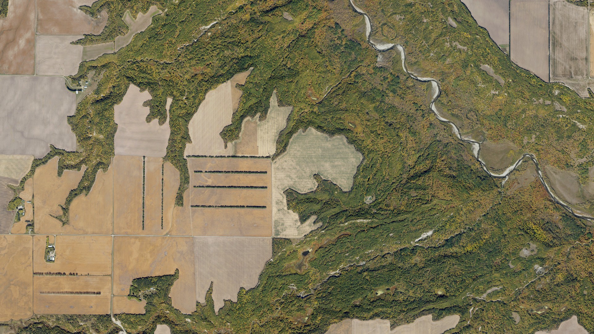 Natural-color aerial photograph of land around Hope, North Dakota