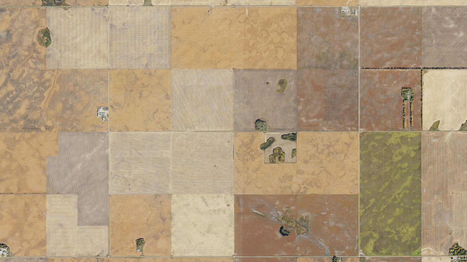 Aerial view of land around Mount Carmel, North Dakota