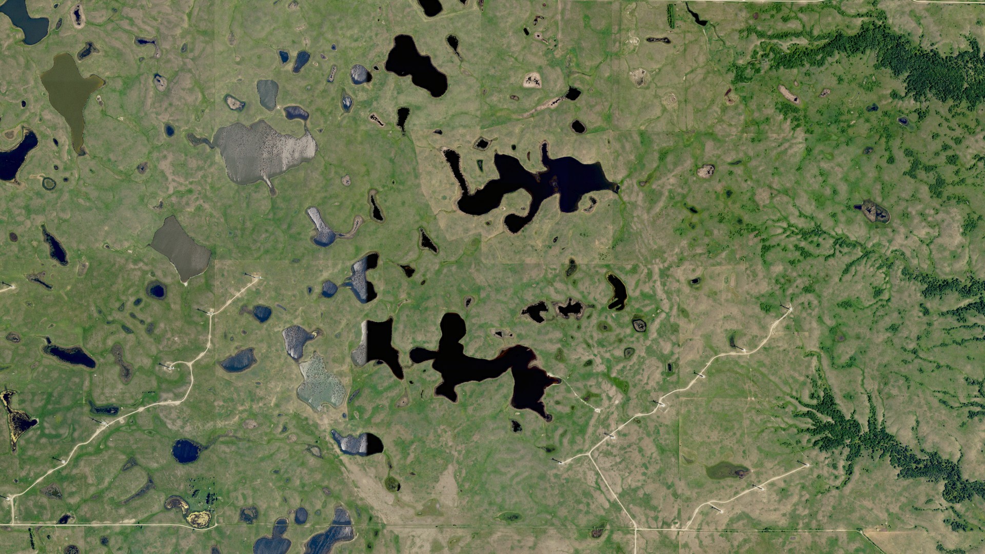 Aerial view of land around Albertha, North Dakota
