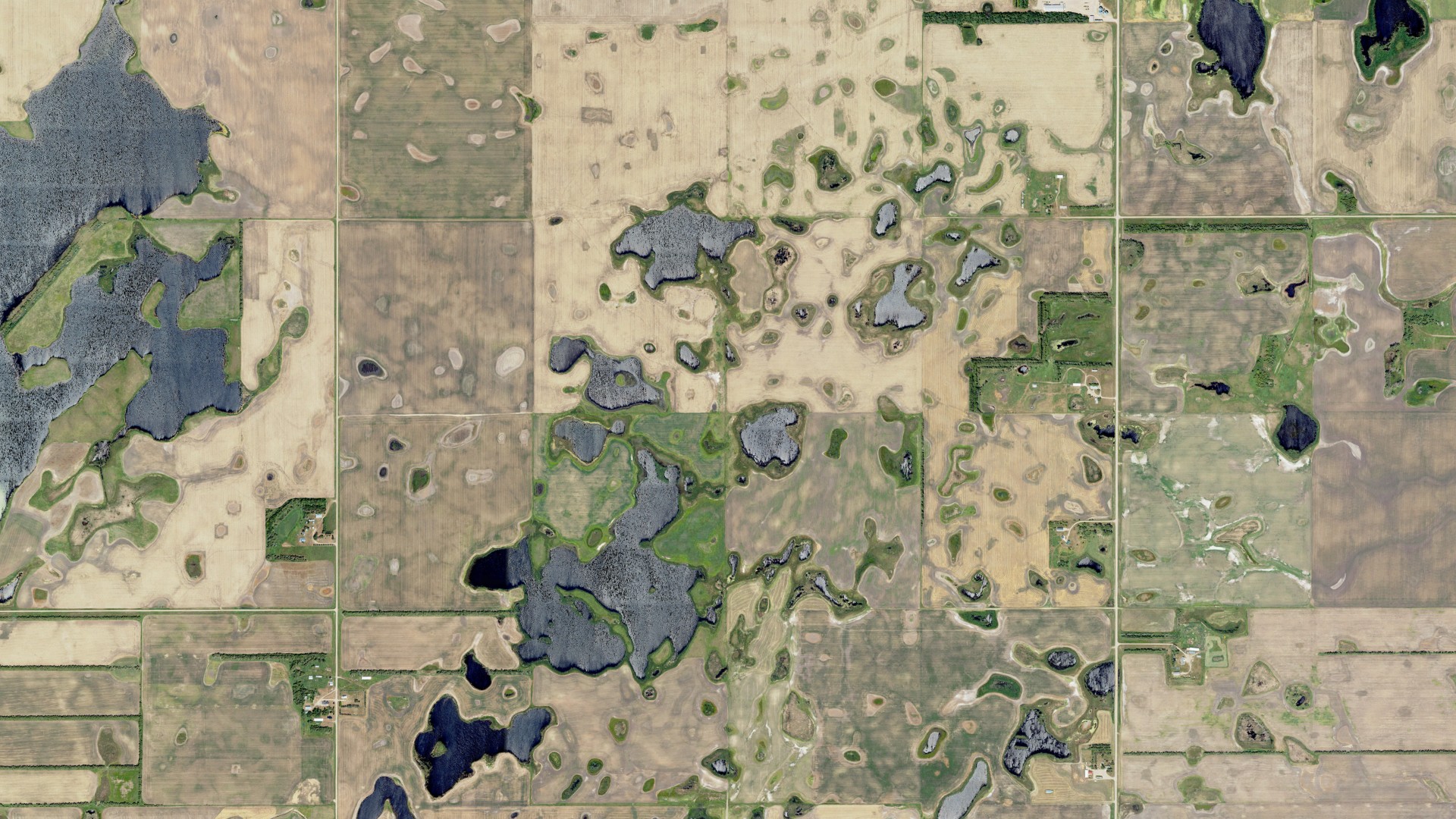 Aerial view of land around Clement, North Dakota
