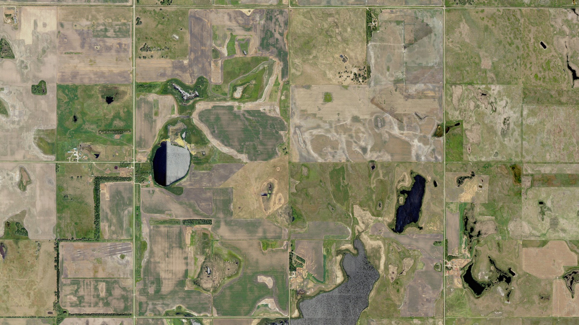 Aerial view of land around Lovell, North Dakota