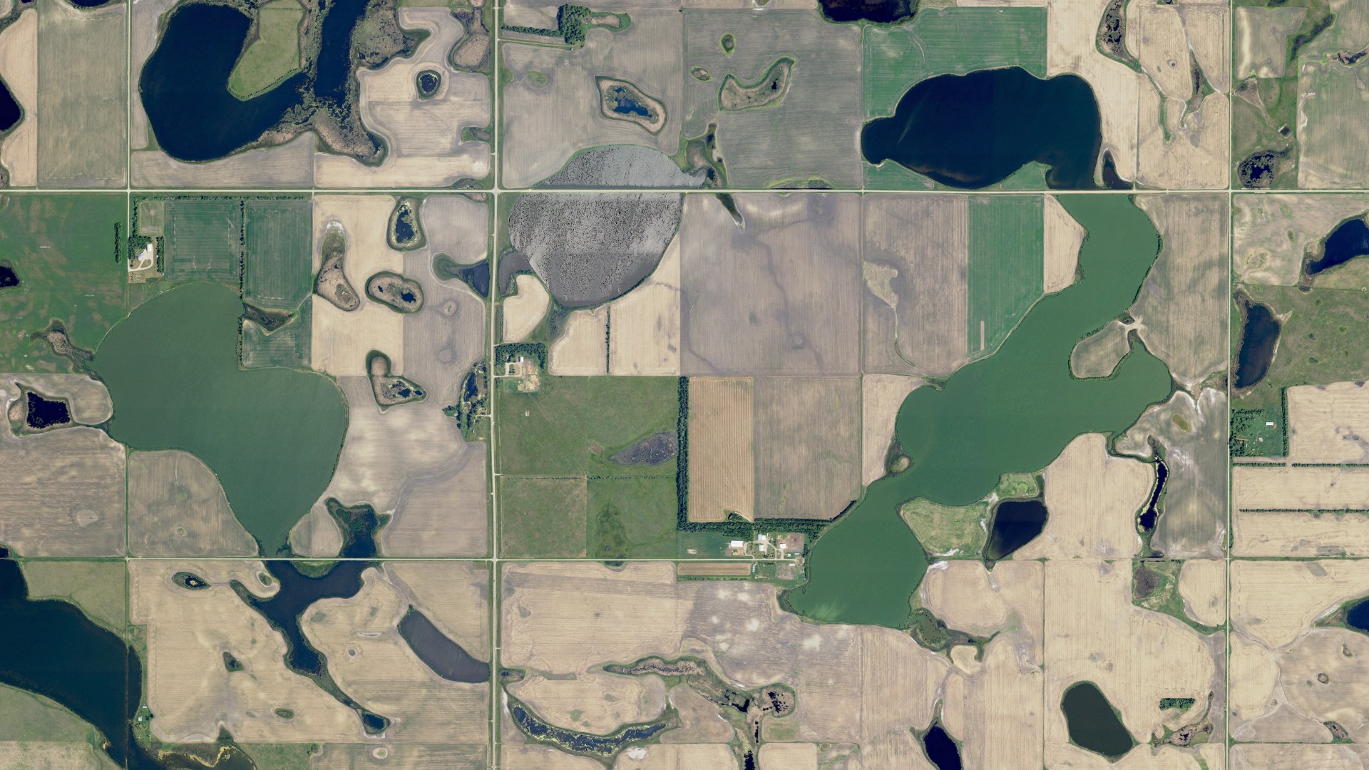 Aerial view of land around Northwest, North Dakota