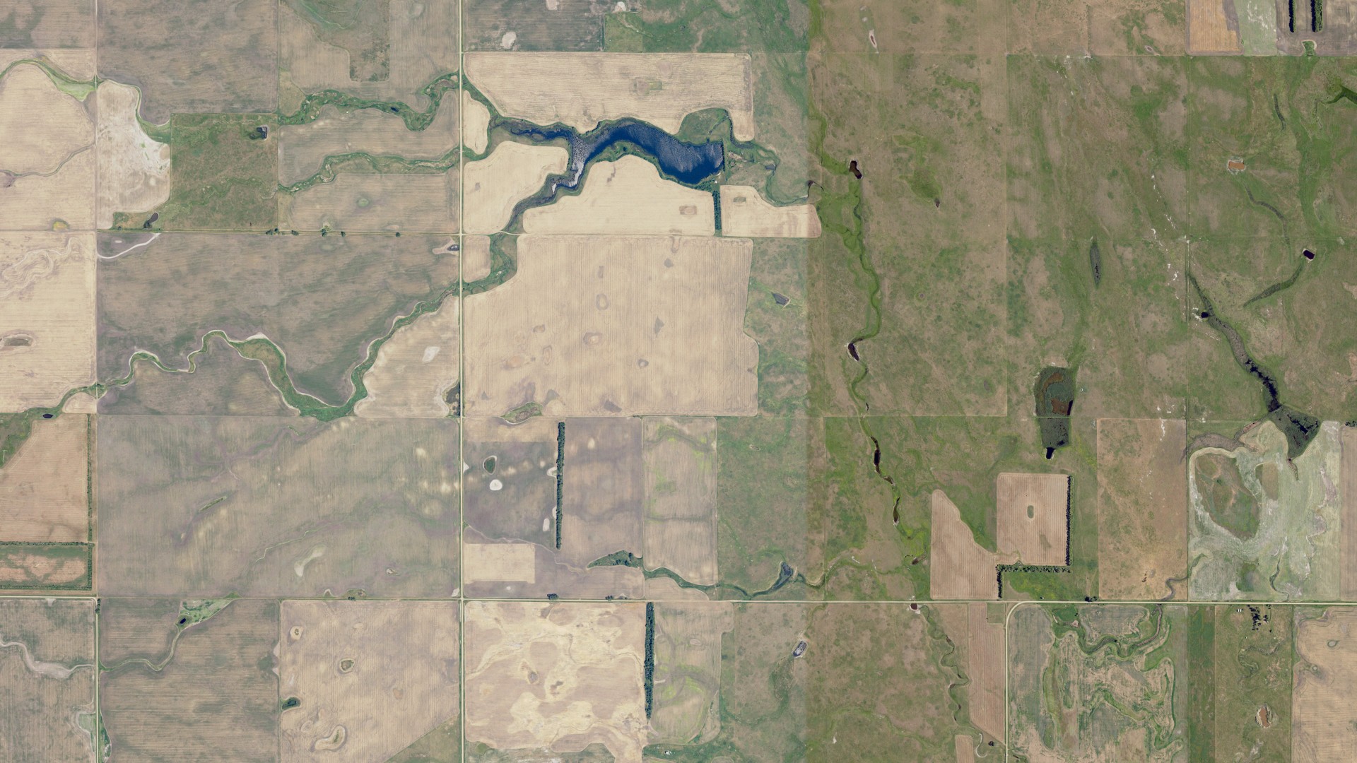 Aerial view of land around Potsdam, North Dakota