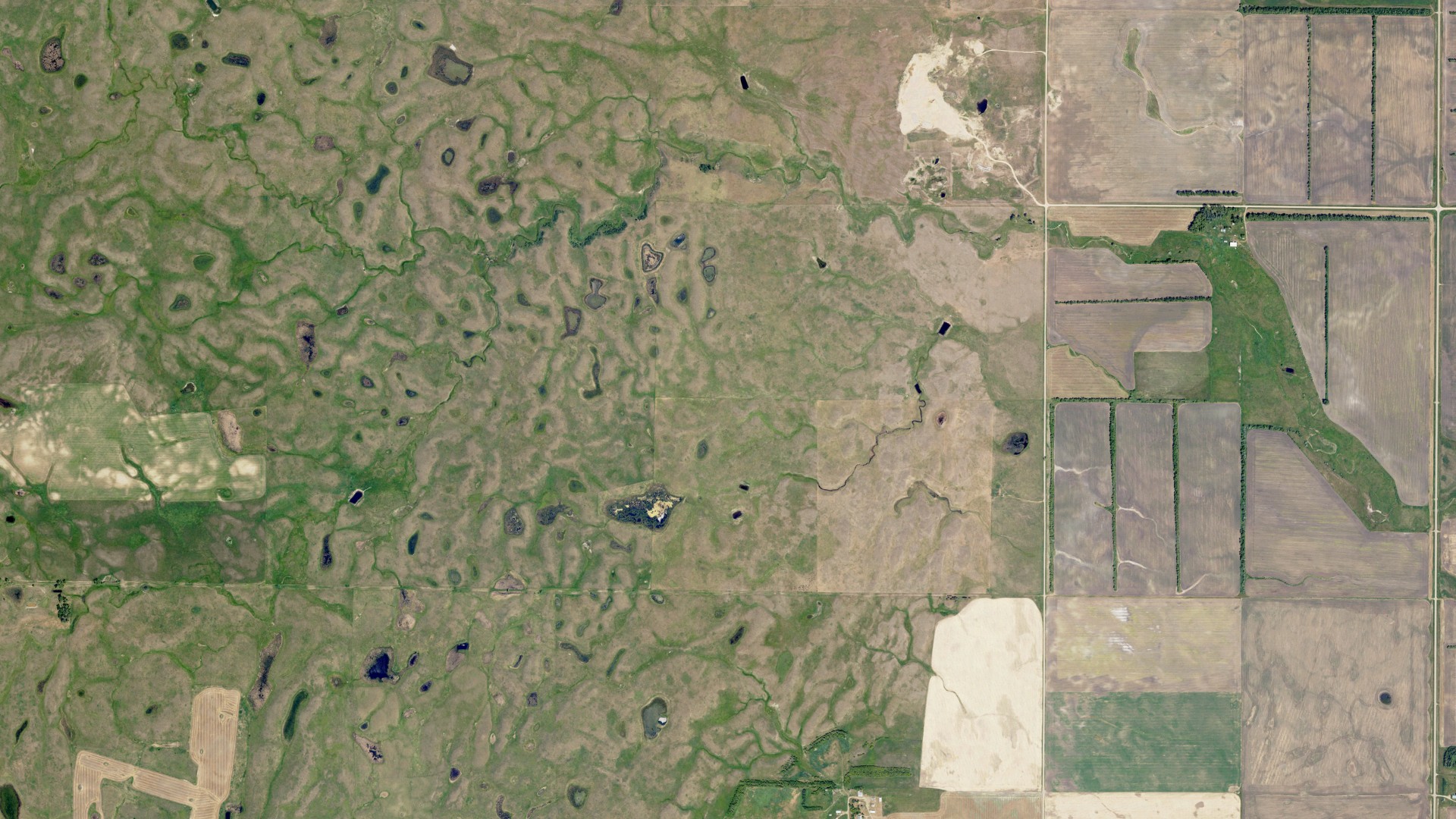 Aerial view of land around Whitestone, North Dakota