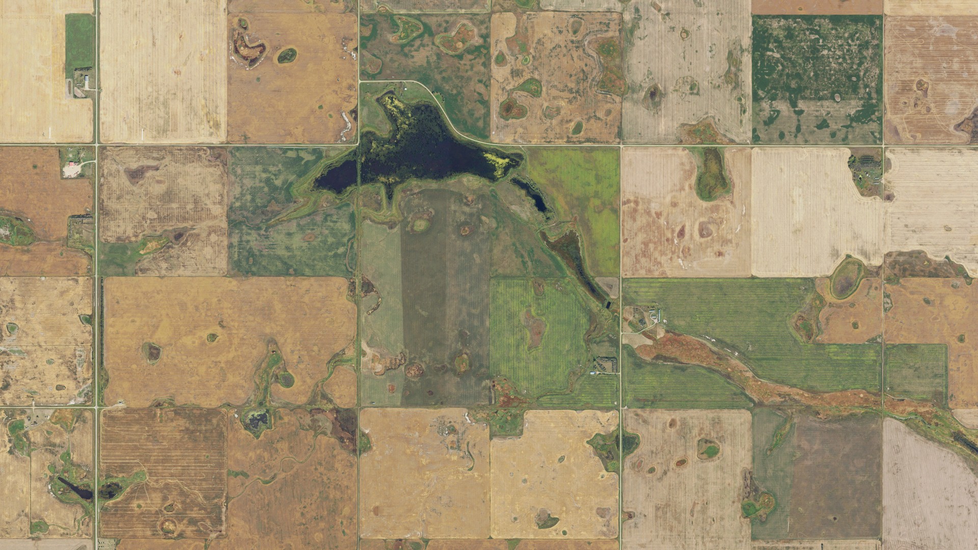Aerial view of land around Fillmore, North Dakota