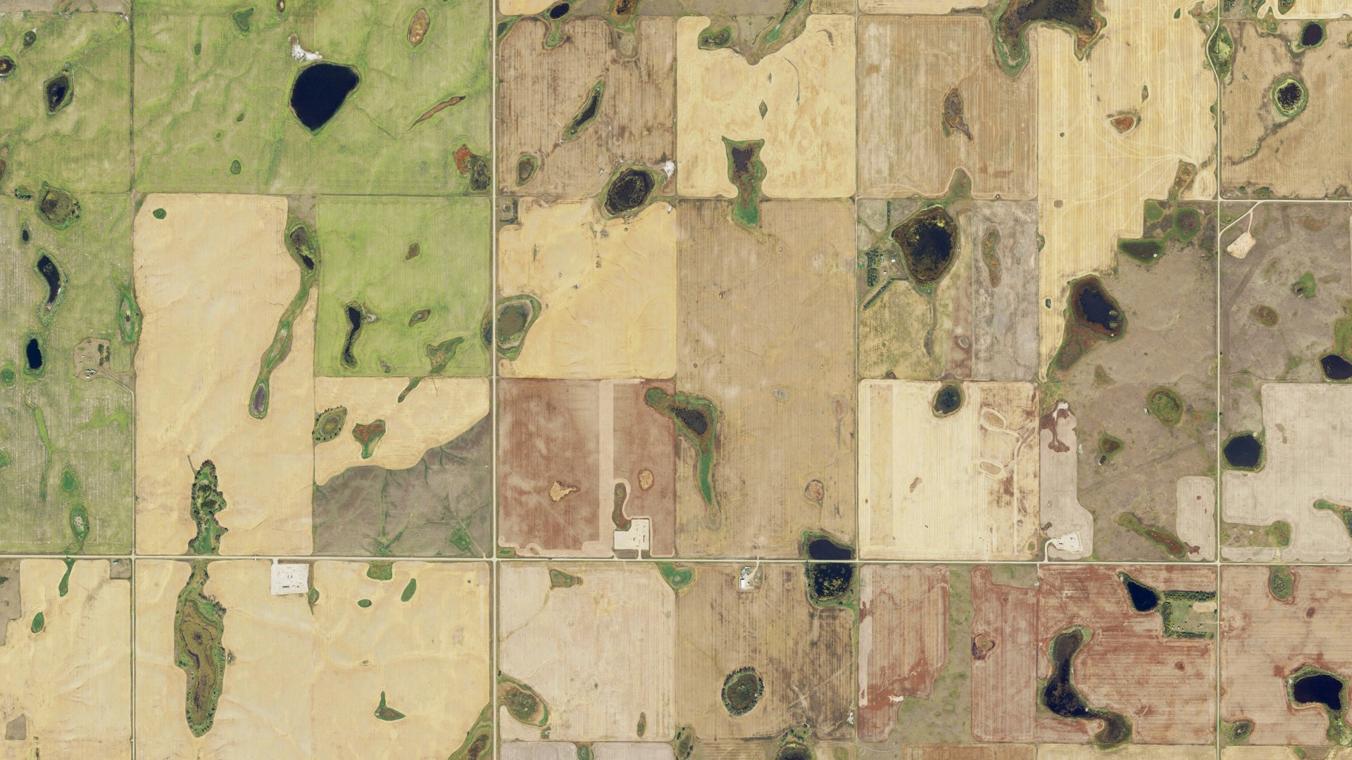 Aerial view of land around Garnet, North Dakota