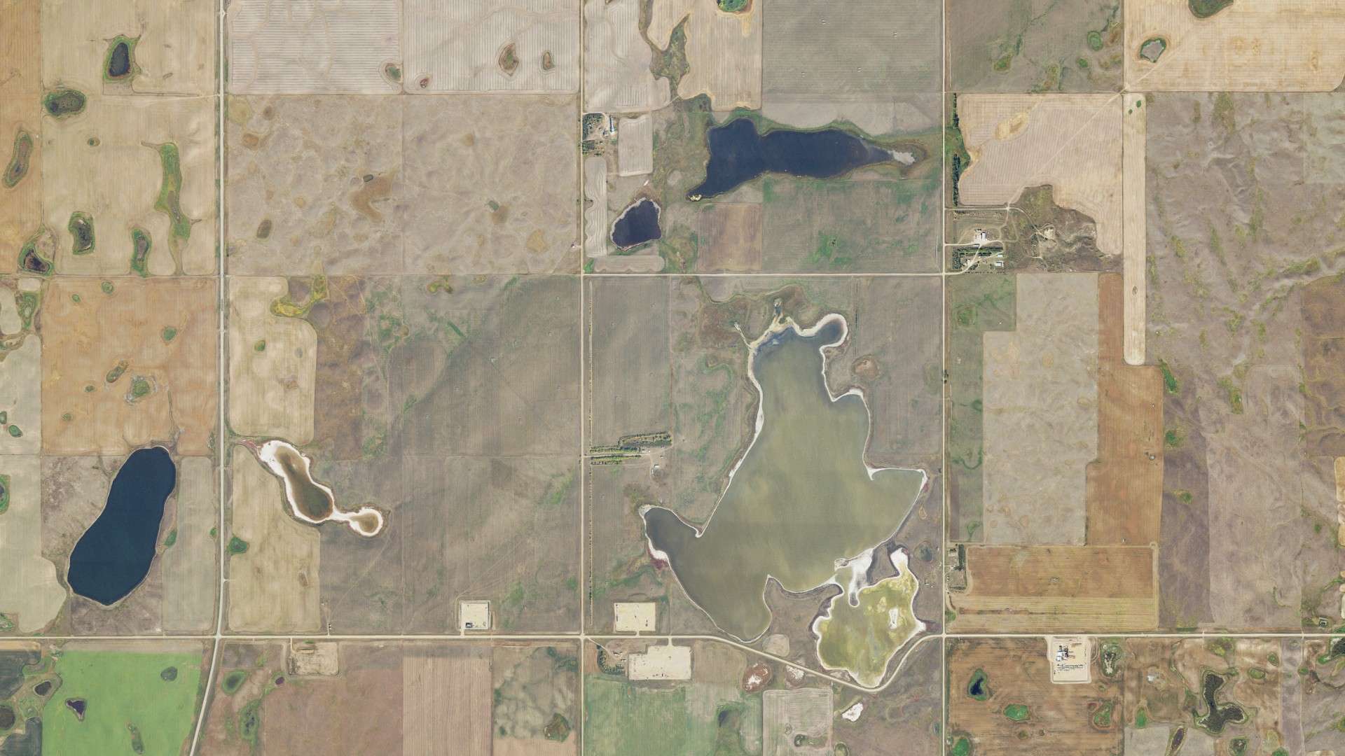 Aerial view of land around Smoky Butte, North Dakota