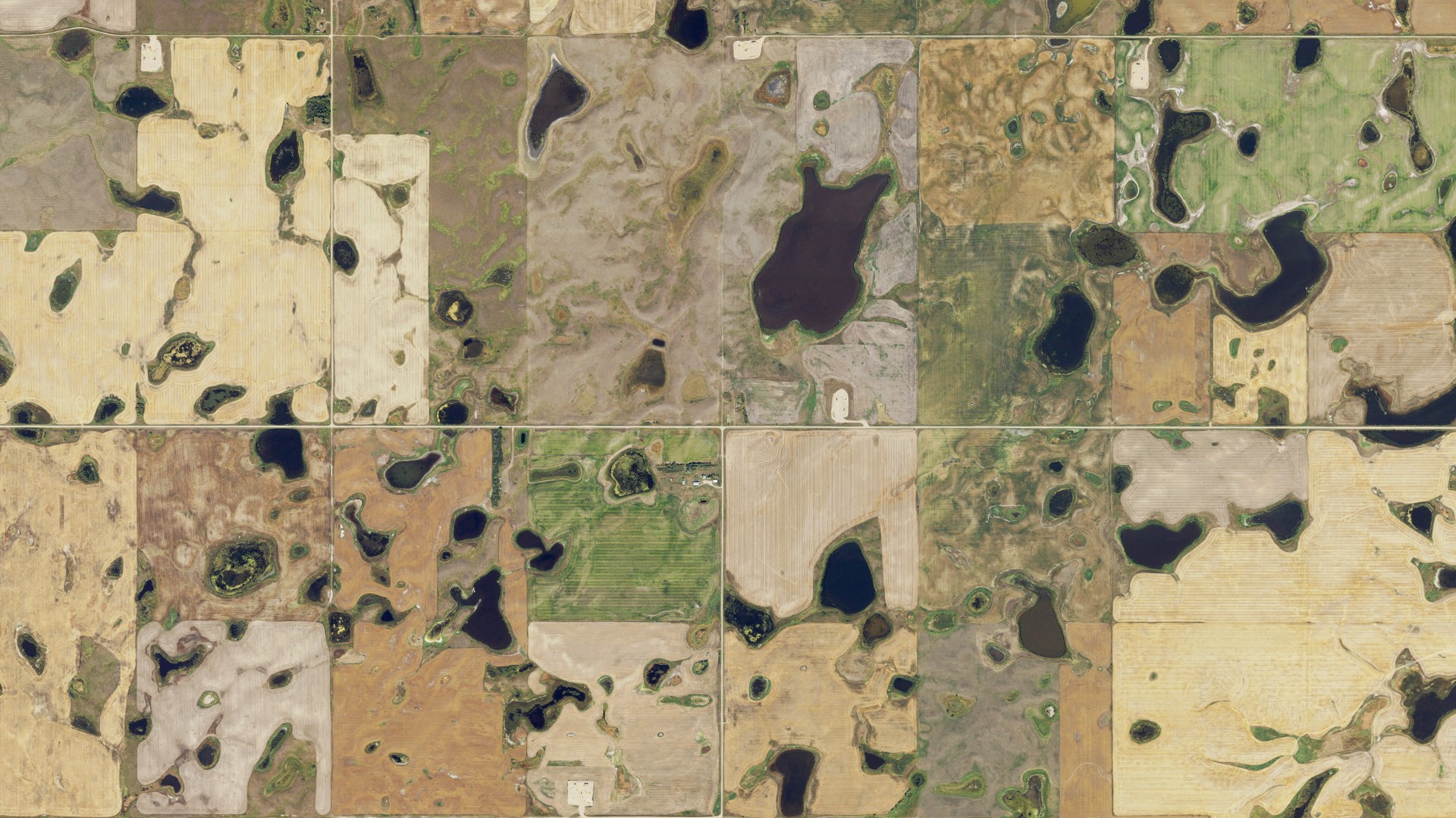 Aerial view of land around Twin Butte, North Dakota