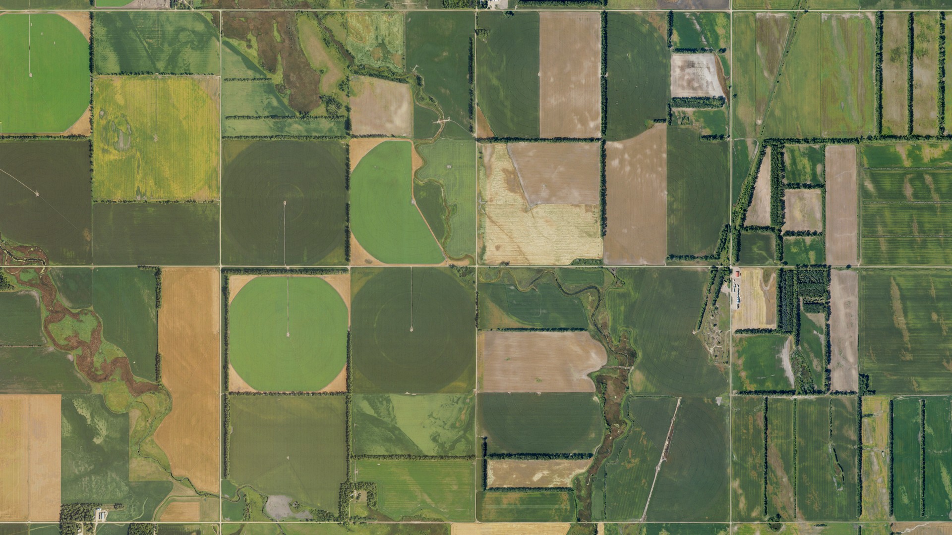 Aerial view of land around Agnes, North Dakota