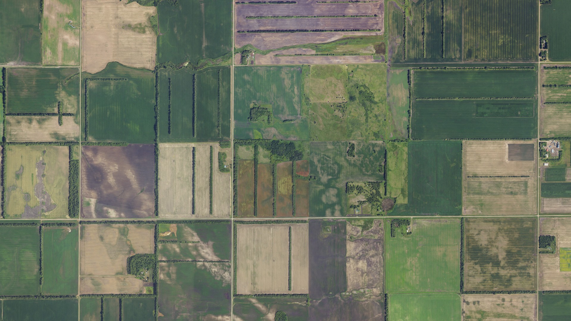 Natural-color aerial photograph of land around Pleasant View, North Dakota