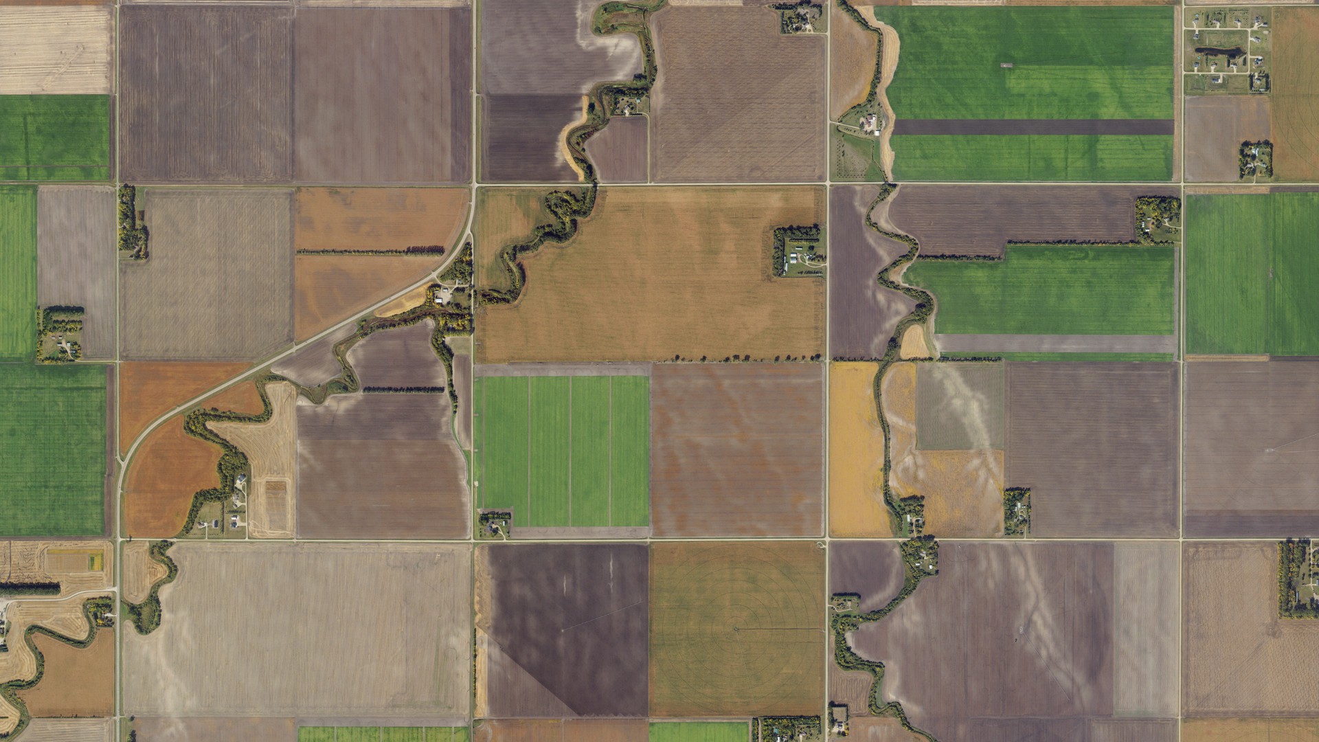 Aerial view of land around Walle, North Dakota