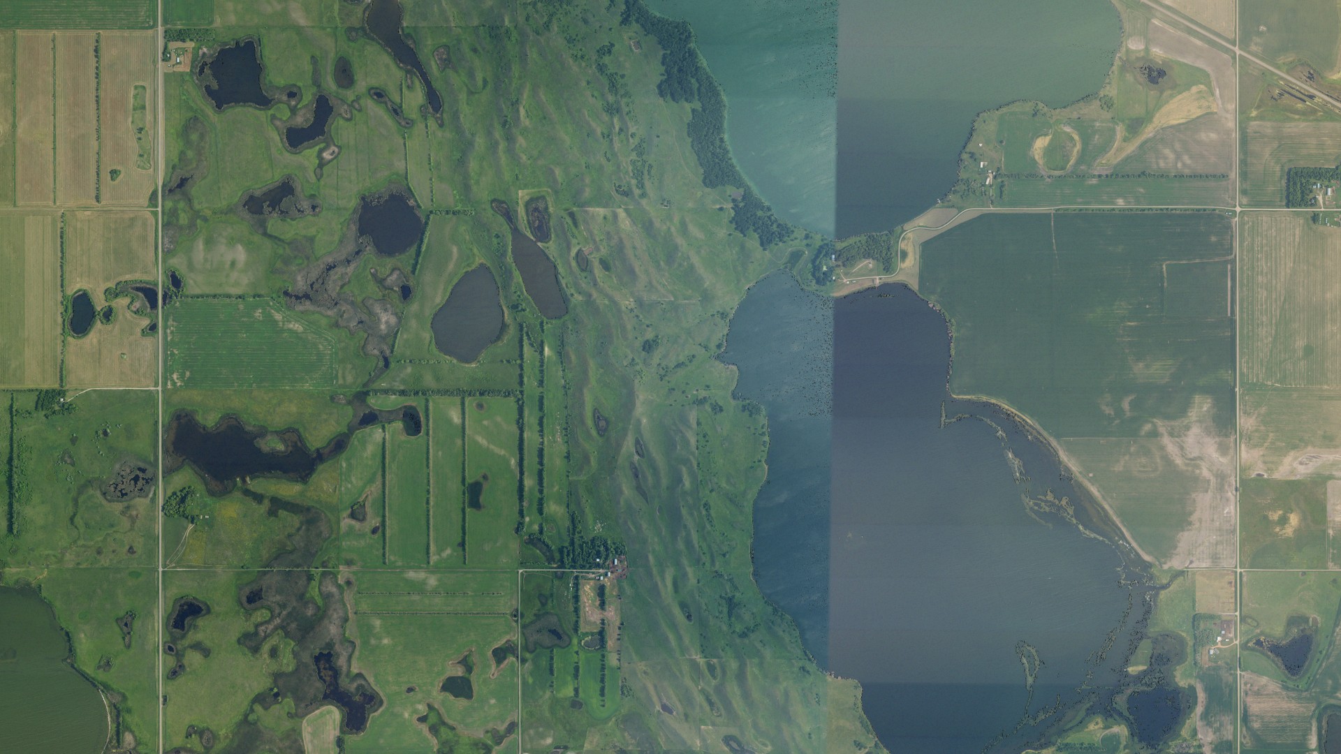 Aerial view of land around Addie, North Dakota