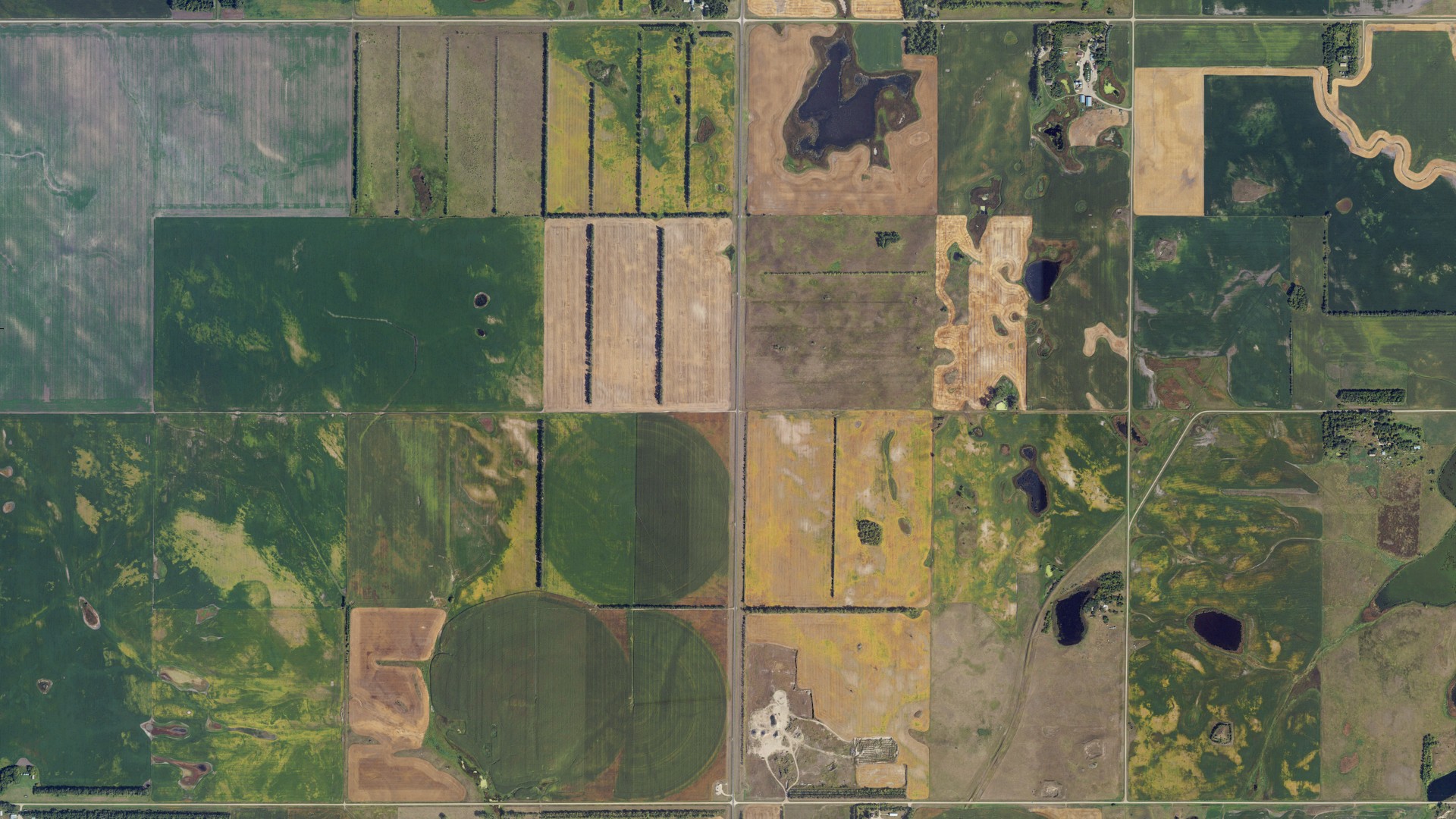 Natural-color aerial photograph of land around Ball Hill, North Dakota