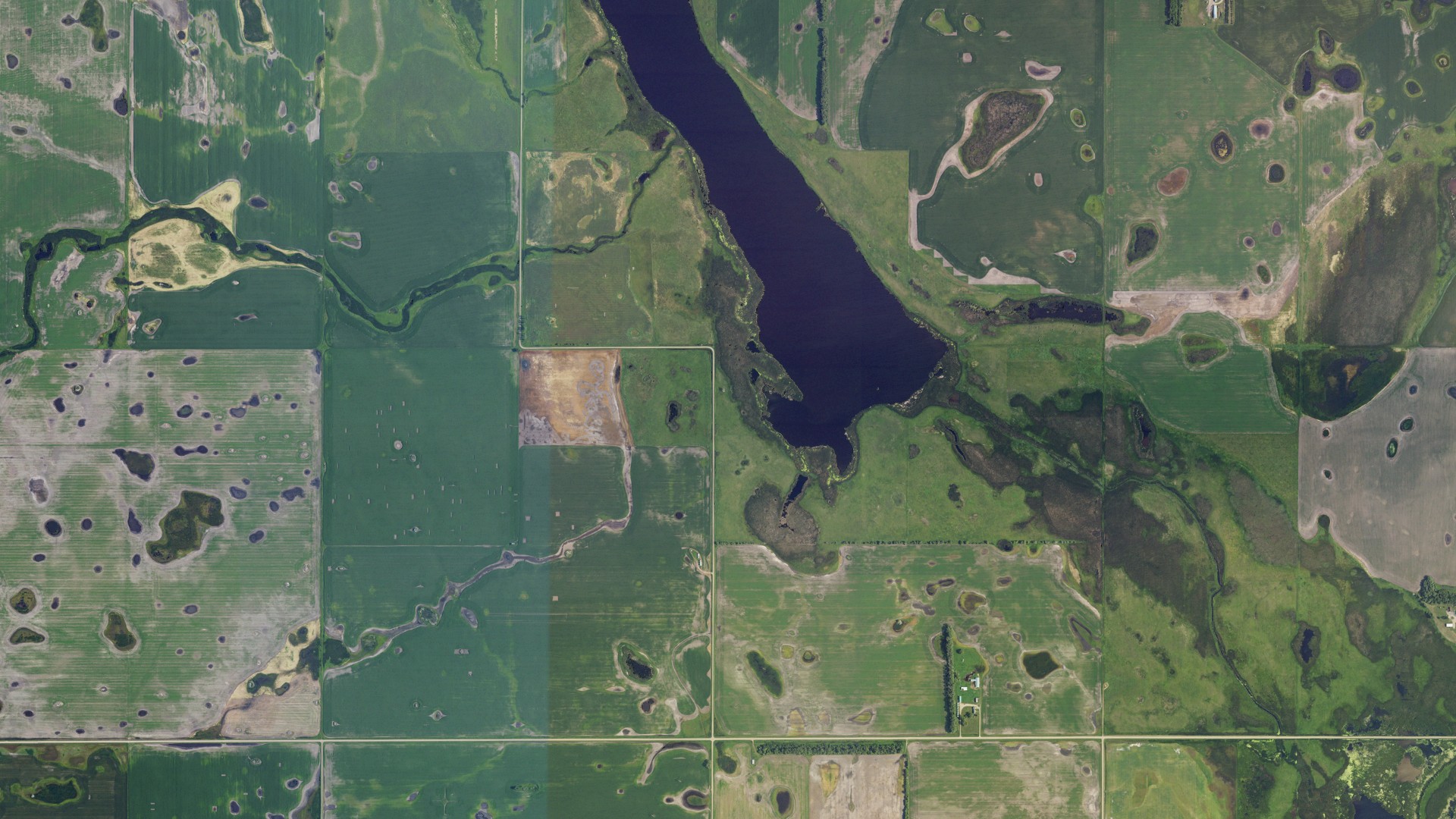 Aerial view of land around Bartley, North Dakota