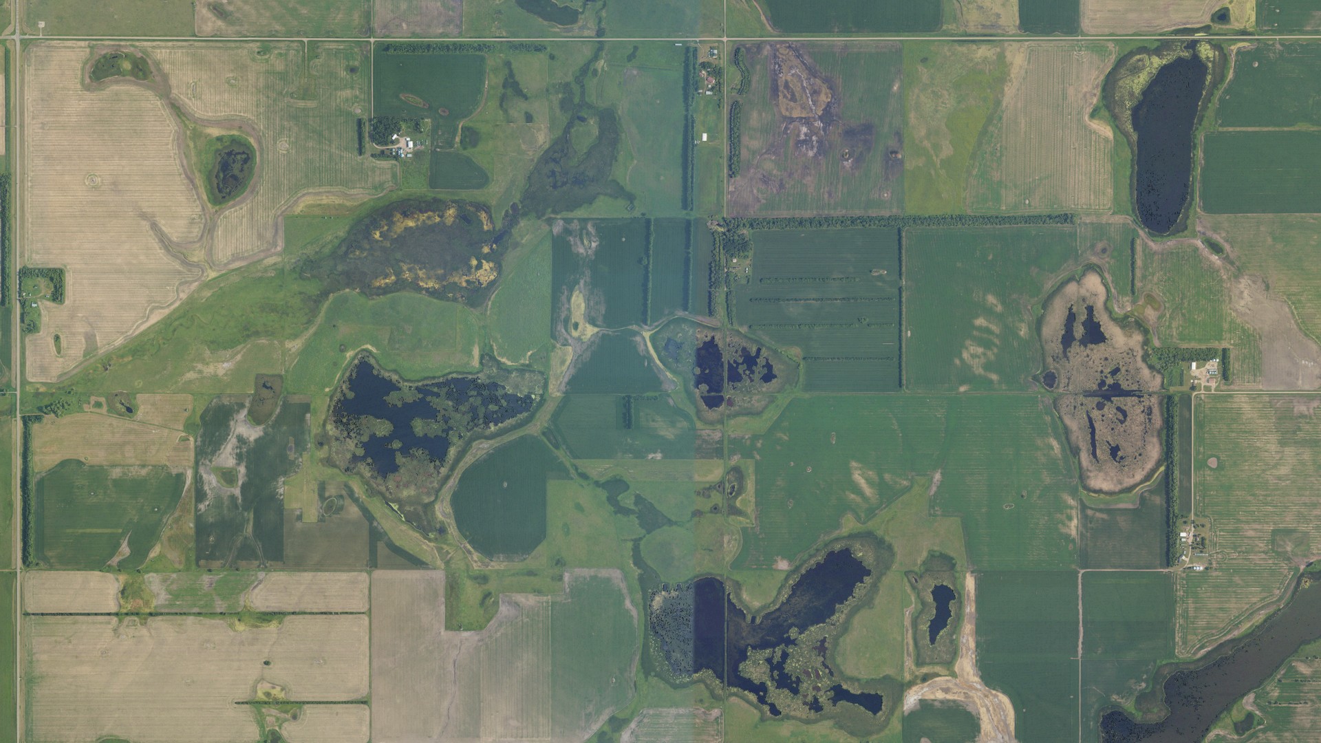Aerial view of land around Willow, North Dakota