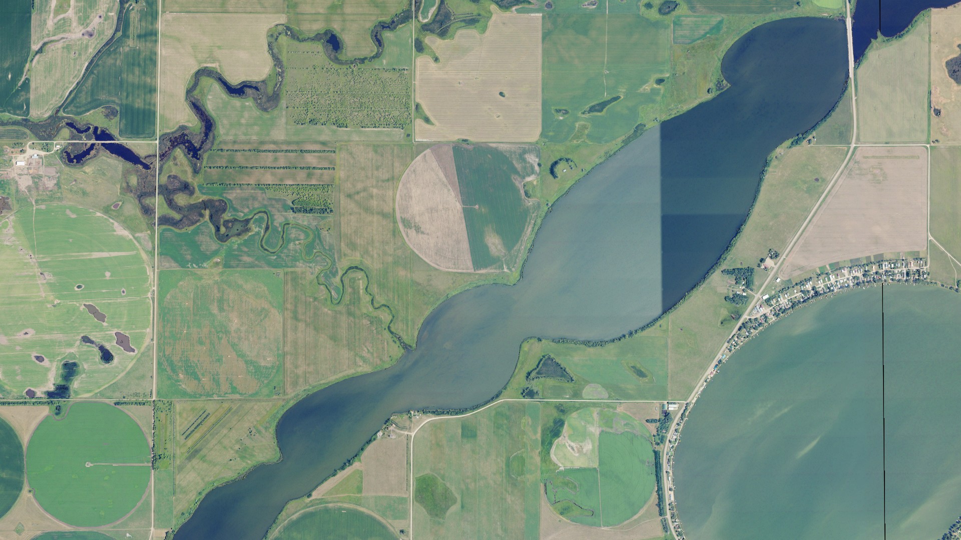 Aerial view of land around Sibley, North Dakota