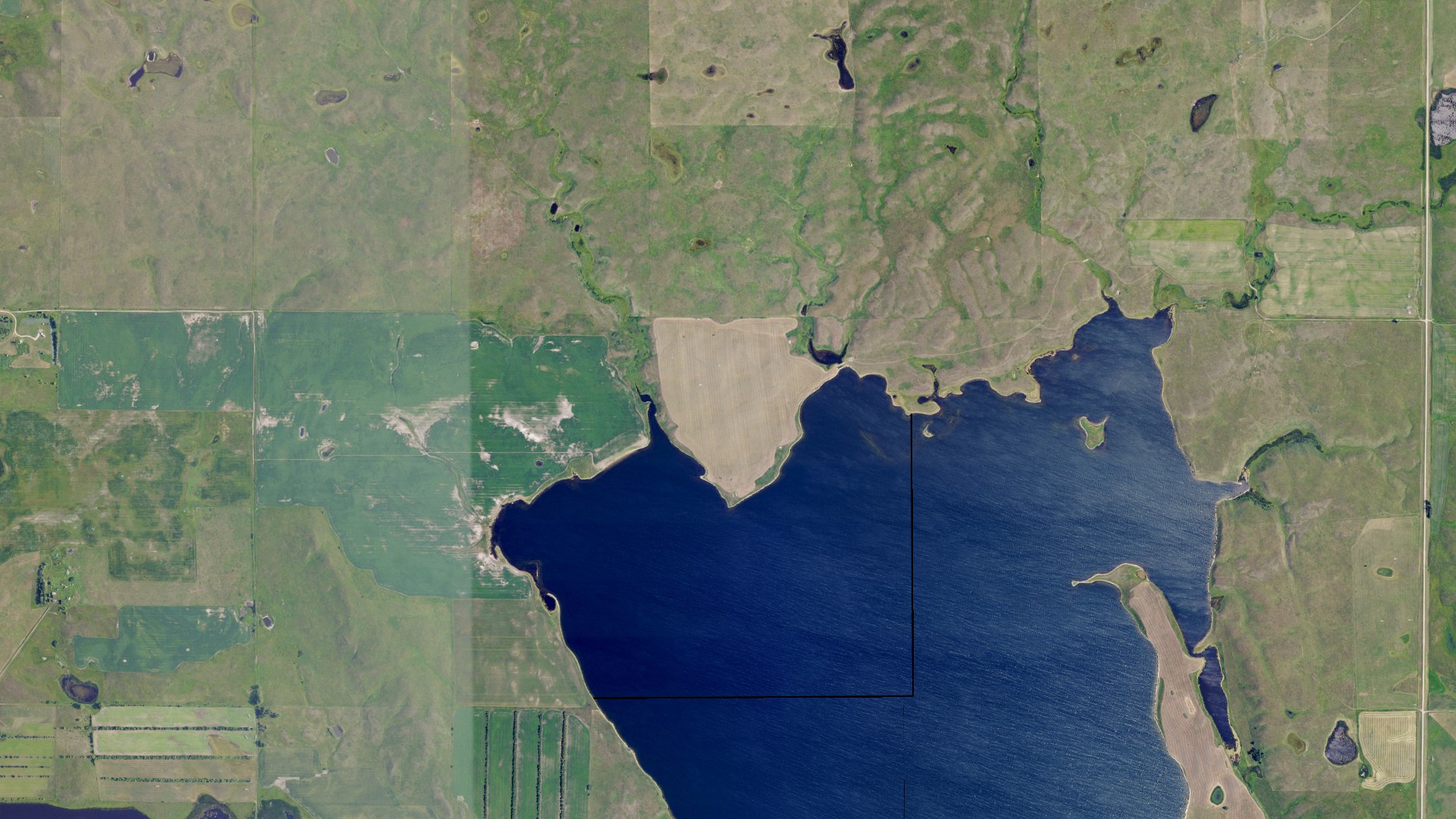 Aerial view of land around Tanner, North Dakota