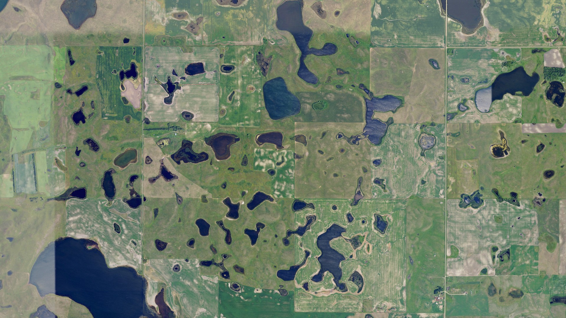 Aerial view of land around Williams, North Dakota