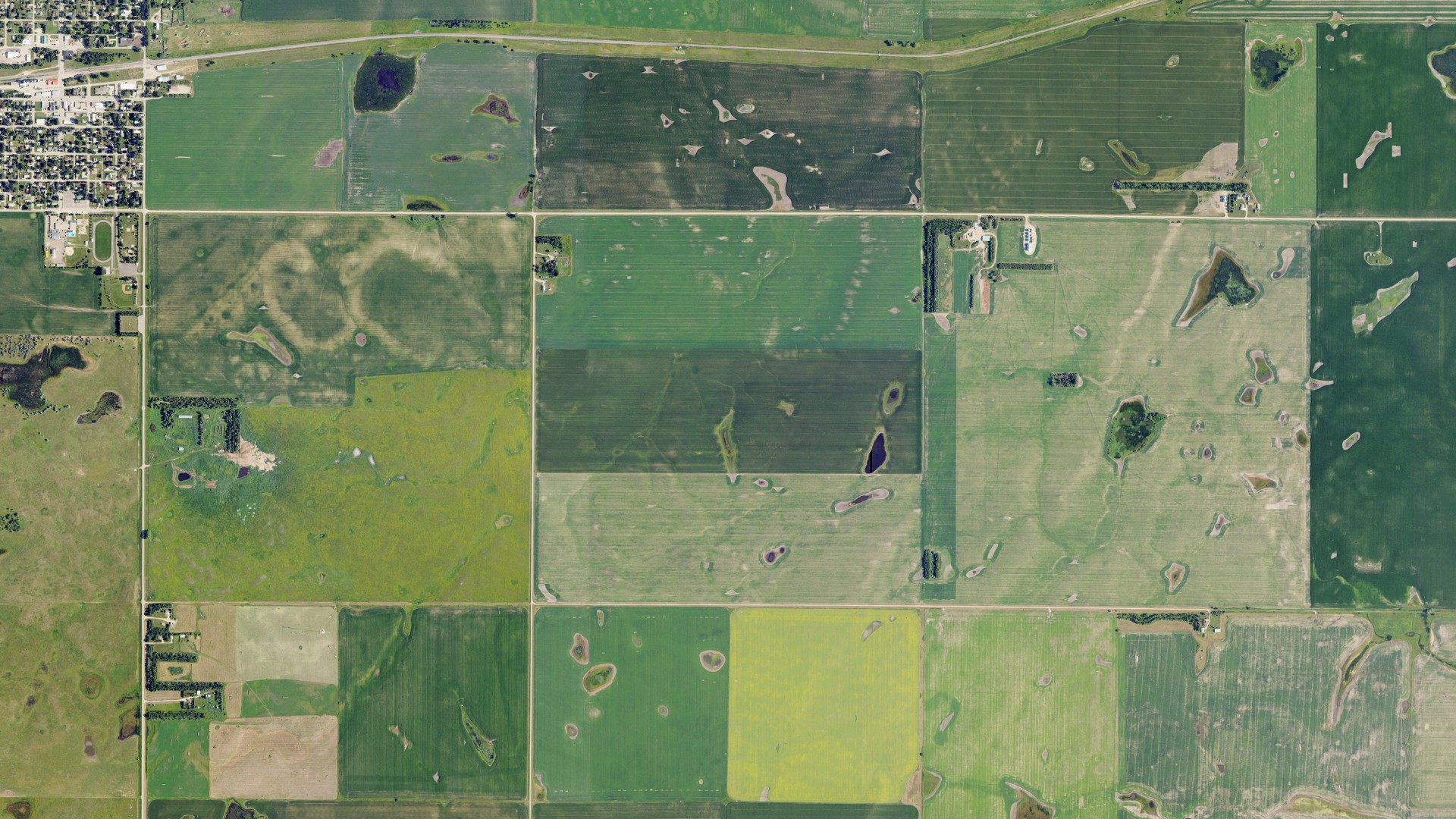 Aerial view of land around Woodlawn, North Dakota