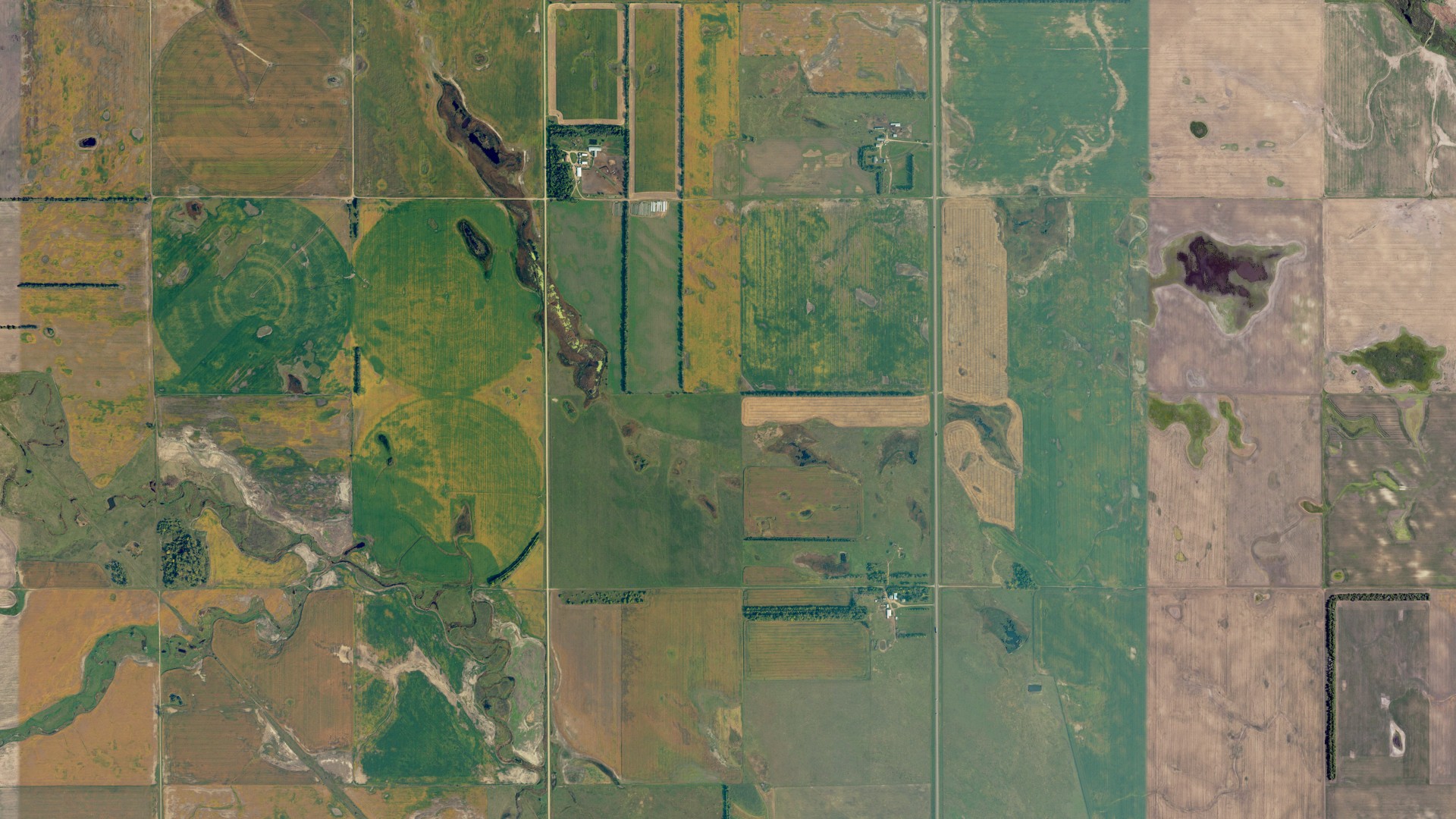 Aerial view of land around Nora, North Dakota