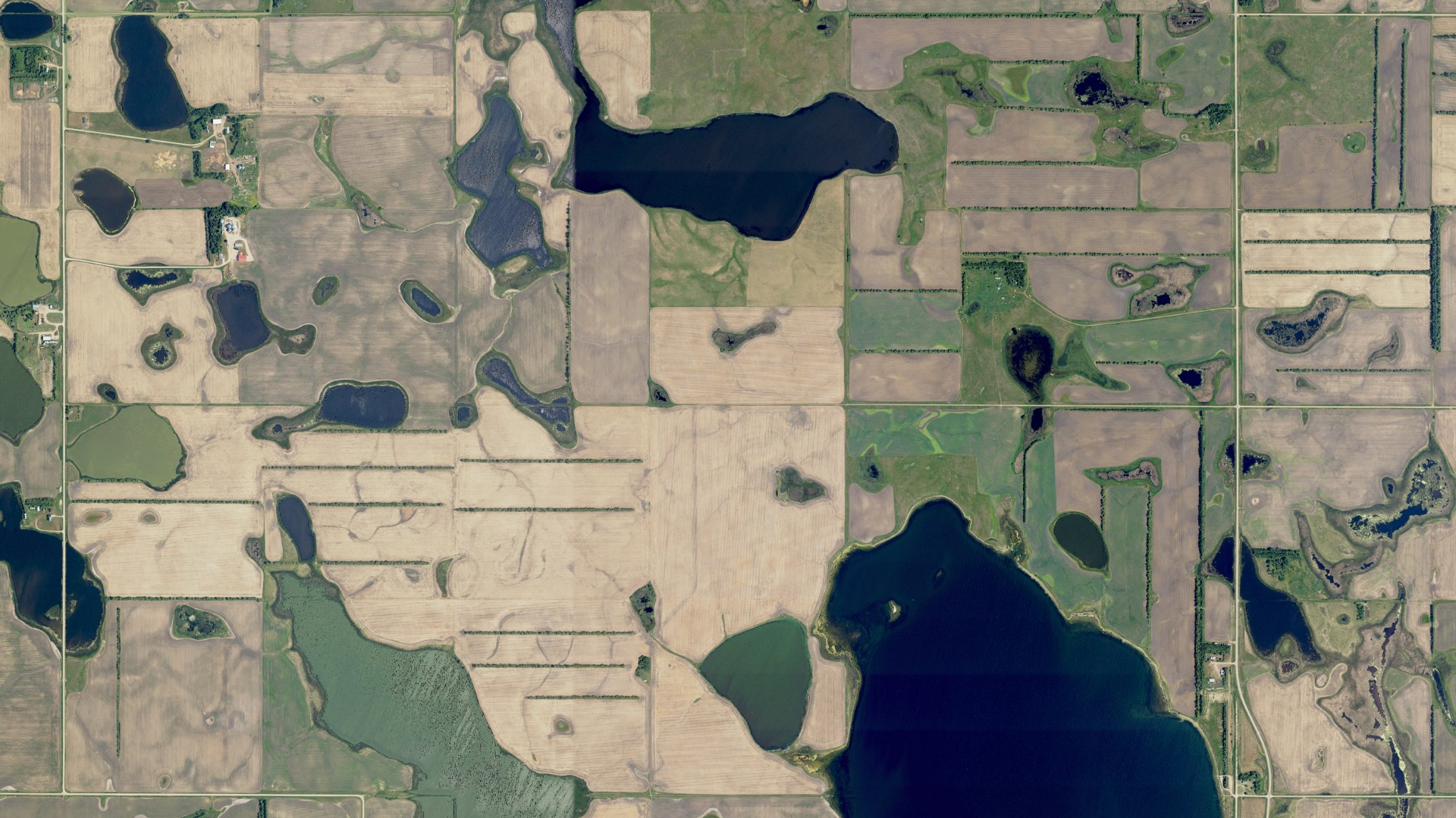 Natural-color aerial photograph of land around Swede, North Dakota