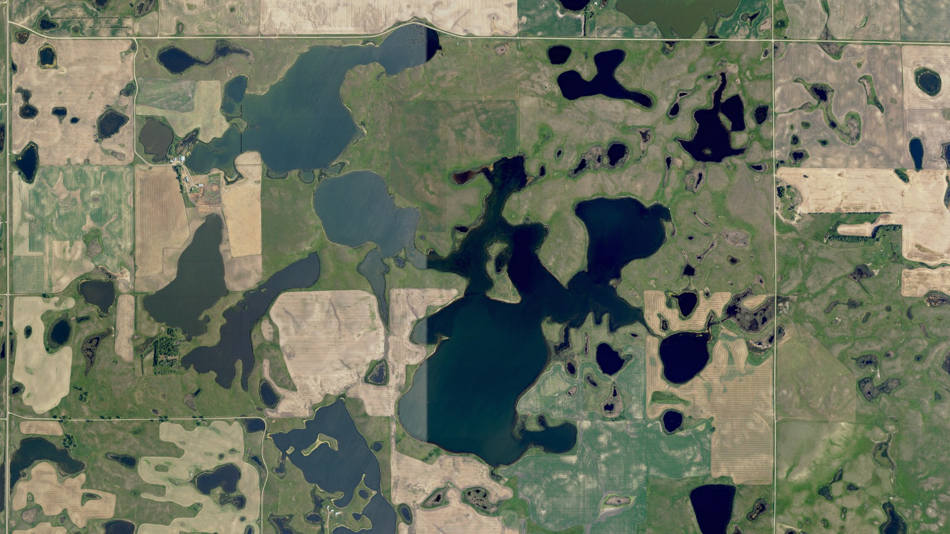 Aerial view of land around Finn, North Dakota