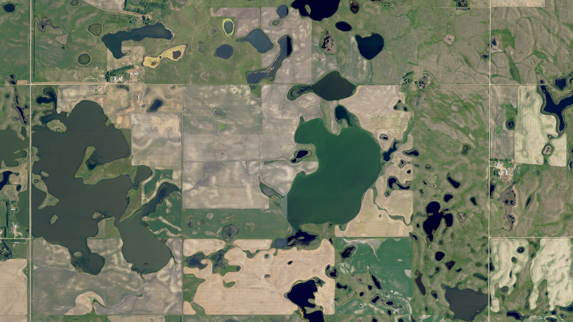Aerial view of land around Gutschmidt, North Dakota