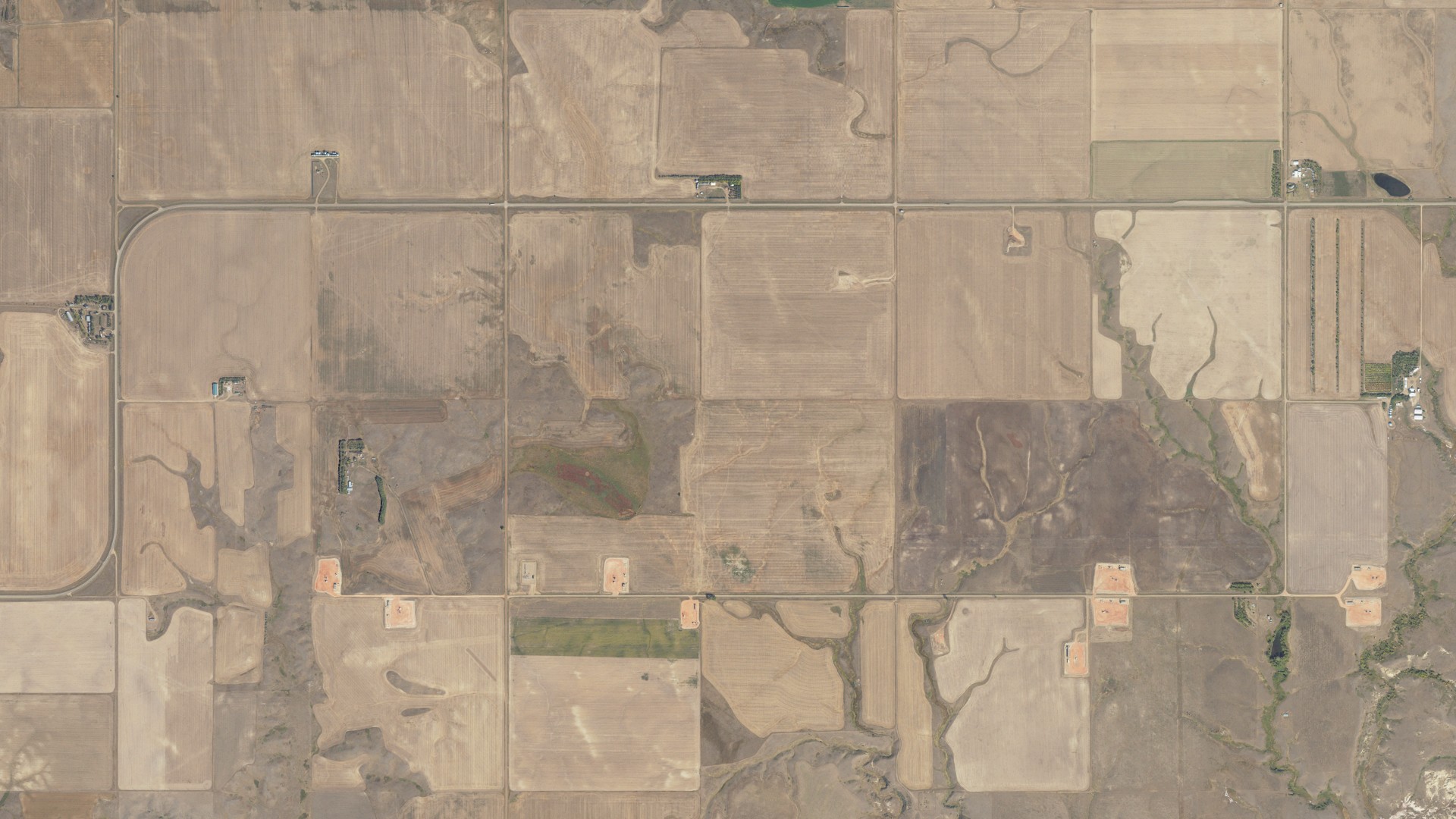 Aerial view of land around Sioux, North Dakota