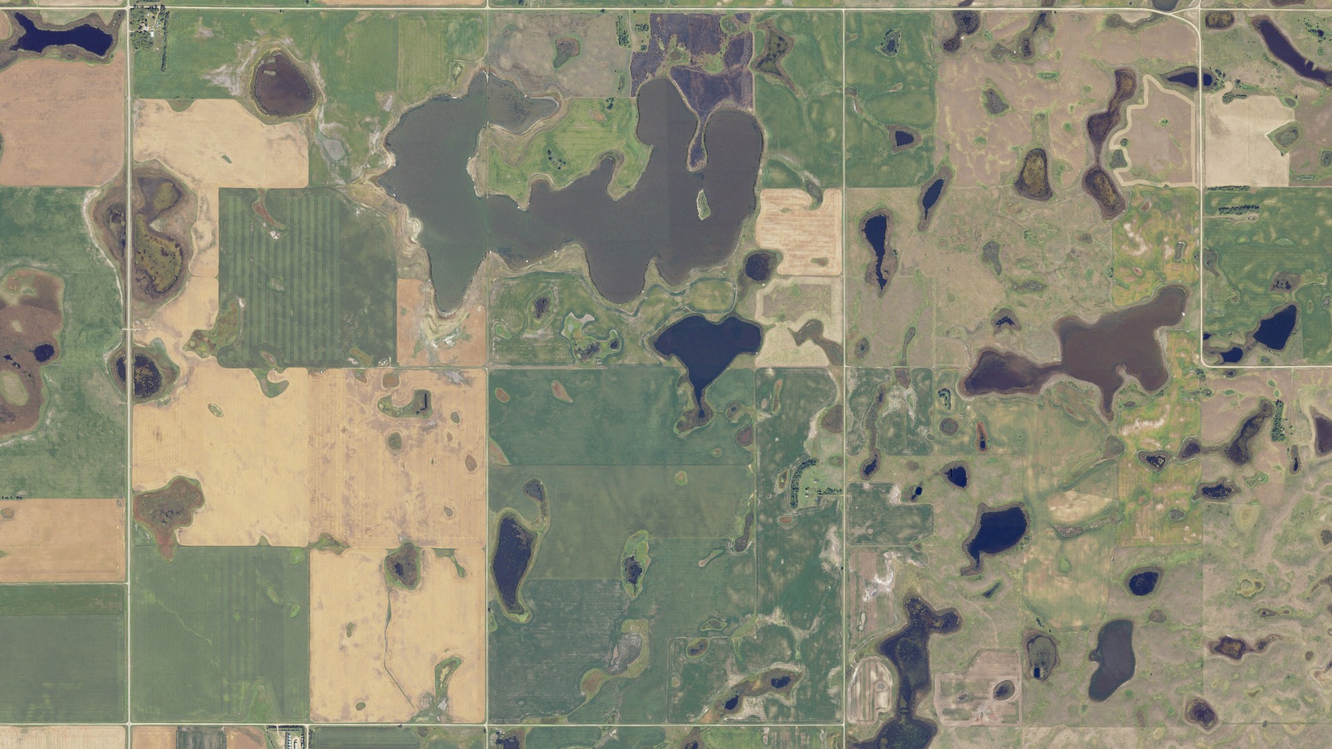 Aerial view of land around Byersville, North Dakota