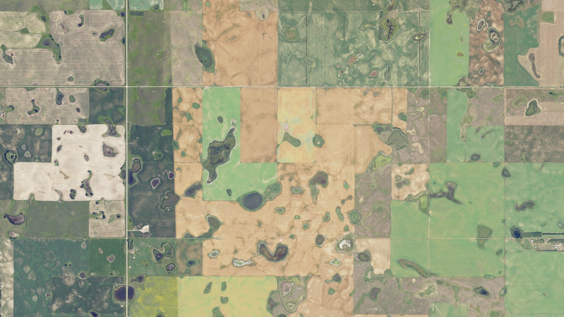 Aerial view of land around Greatstone, North Dakota