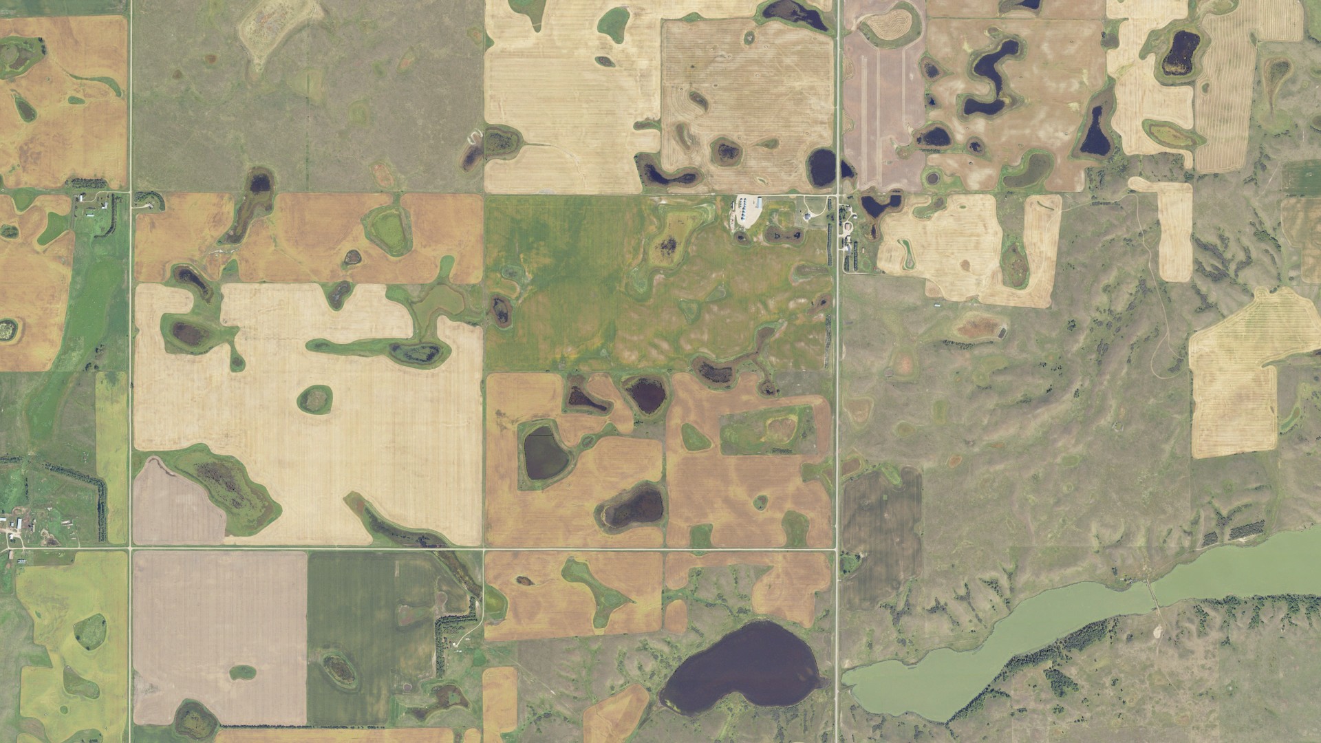 Aerial view of land around Medicine Hill, North Dakota