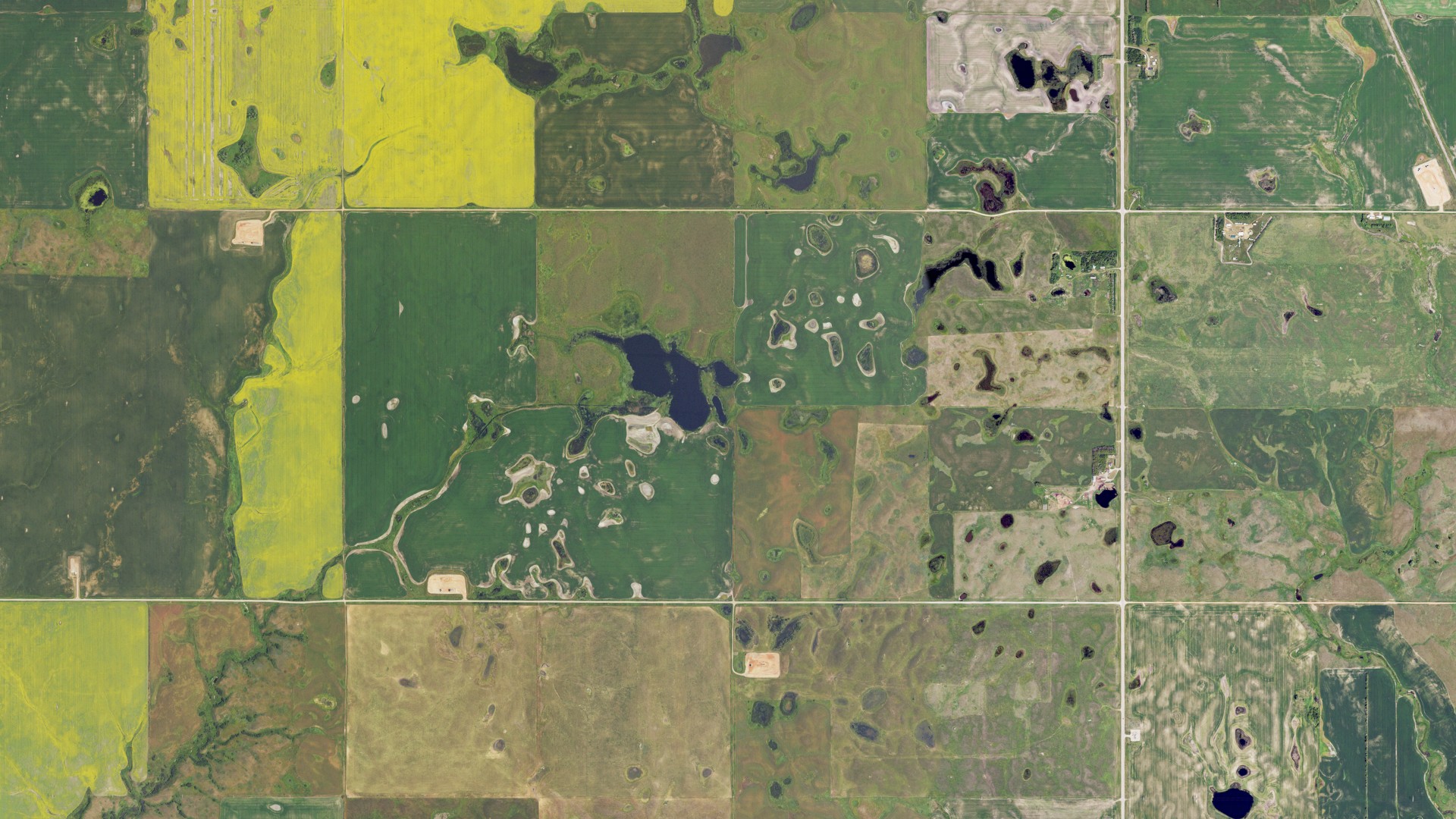 Aerial view of land around James Hill, North Dakota