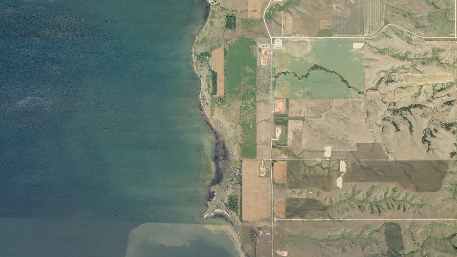 Aerial view of land around Liberty, North Dakota