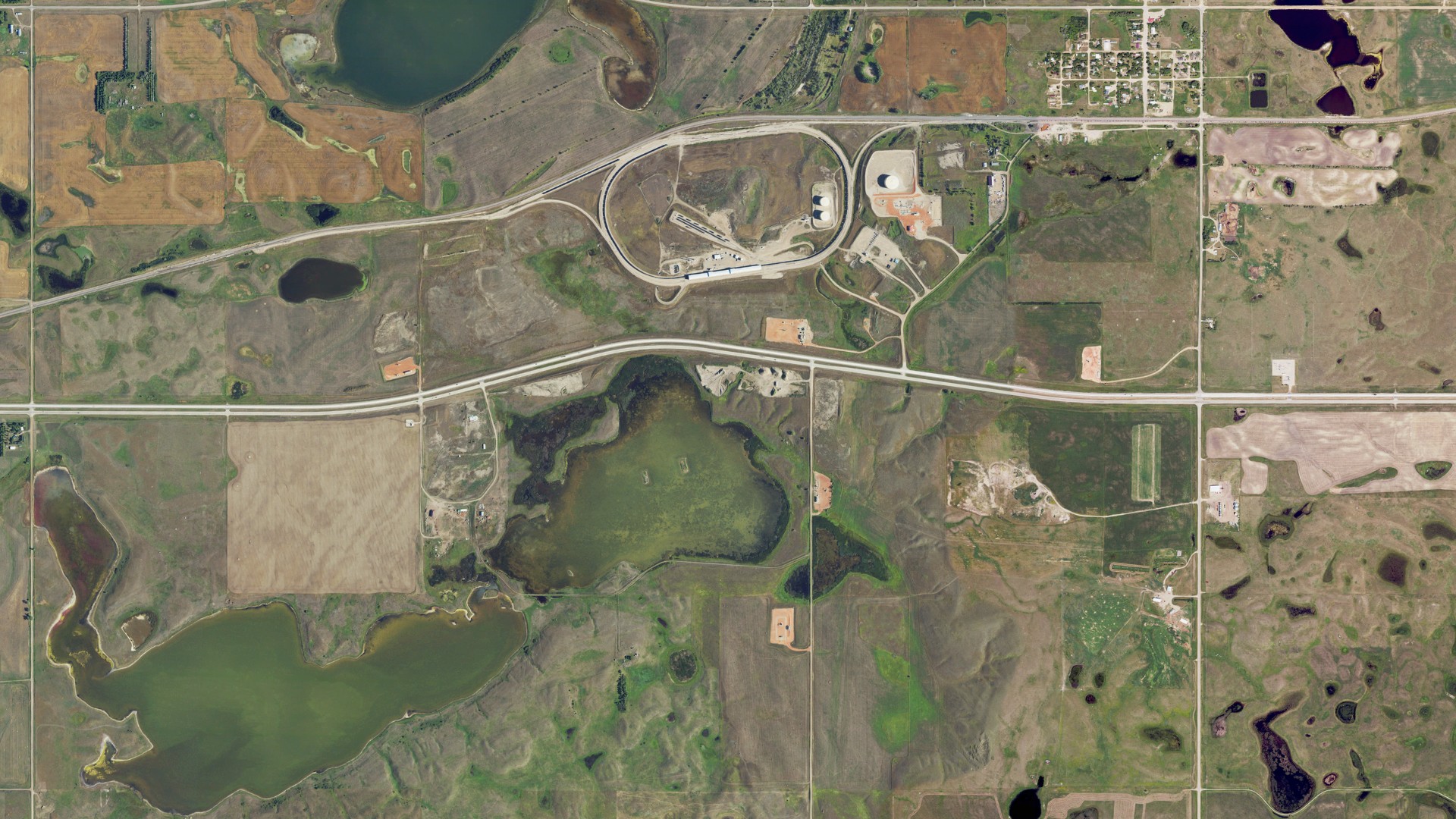Aerial view of land around Palermo, North Dakota