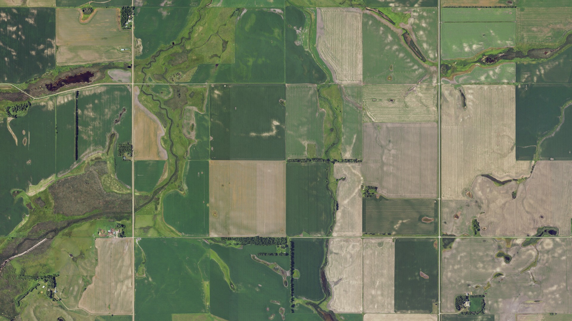 Aerial view of land around Forde, North Dakota
