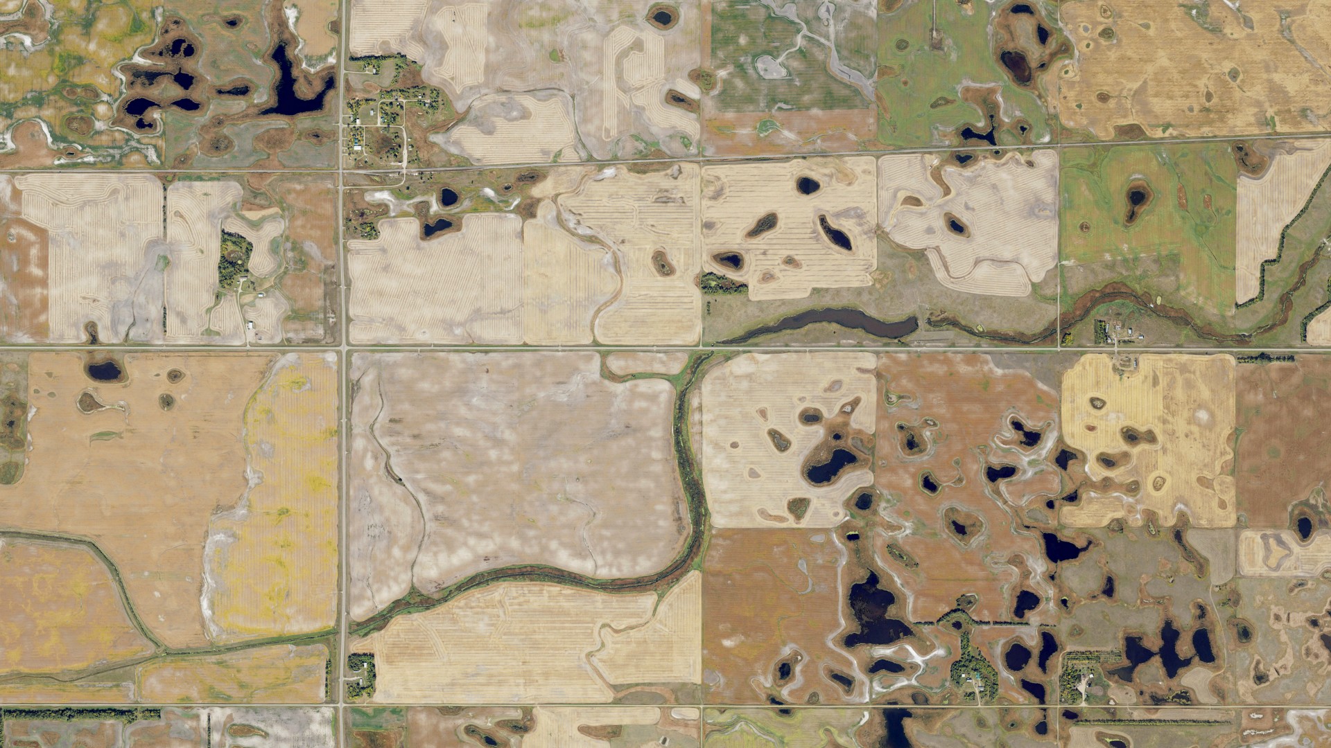 Aerial view of land around Sarnia, North Dakota