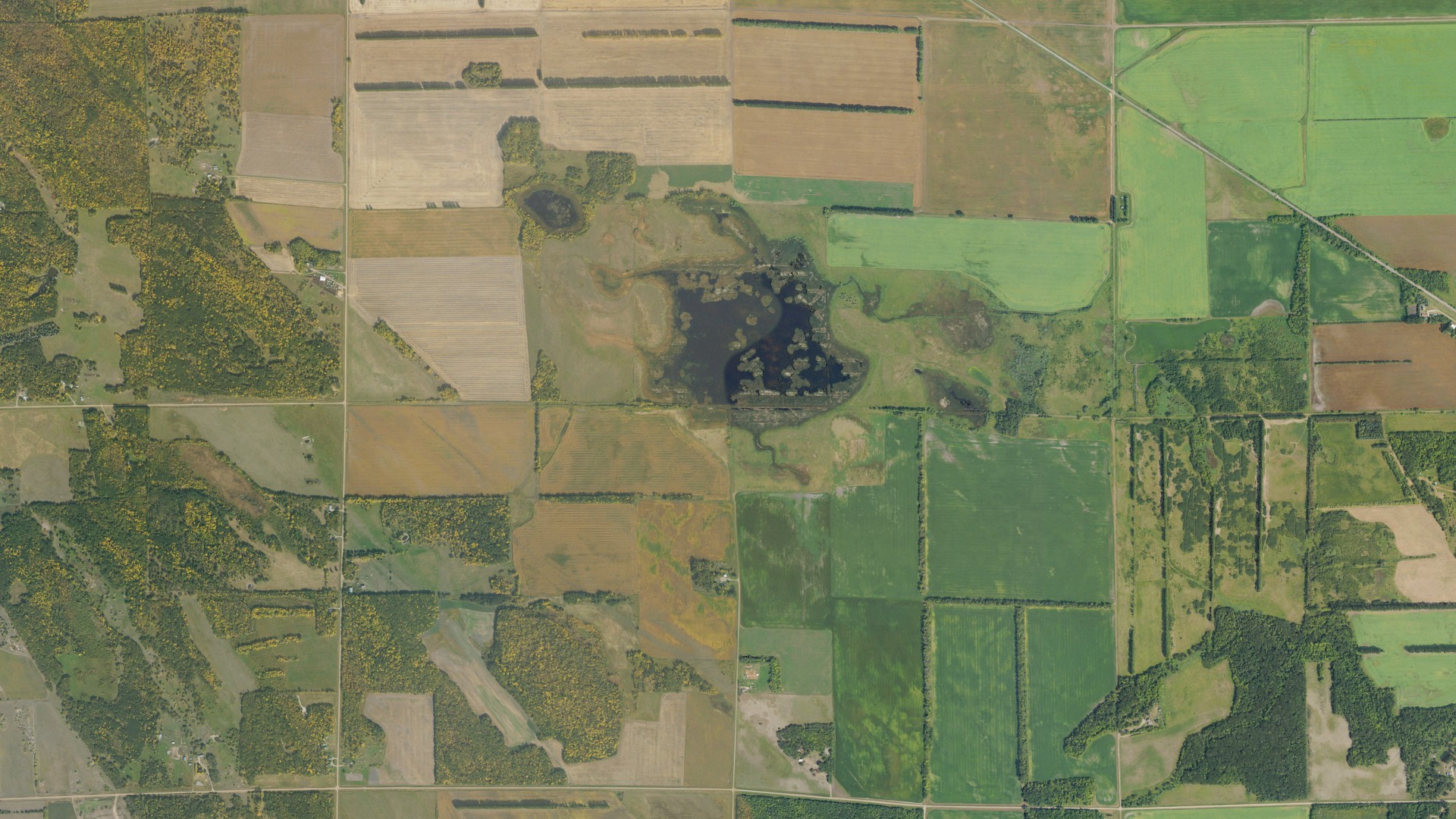 Natural-color aerial photograph of land around Advance, North Dakota