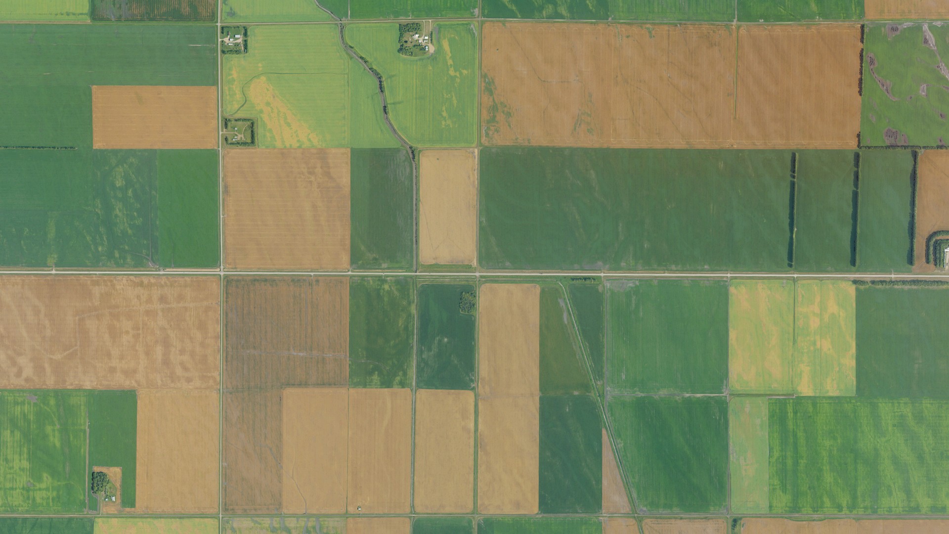 Natural-color aerial photograph of land around Carlisle, North Dakota
