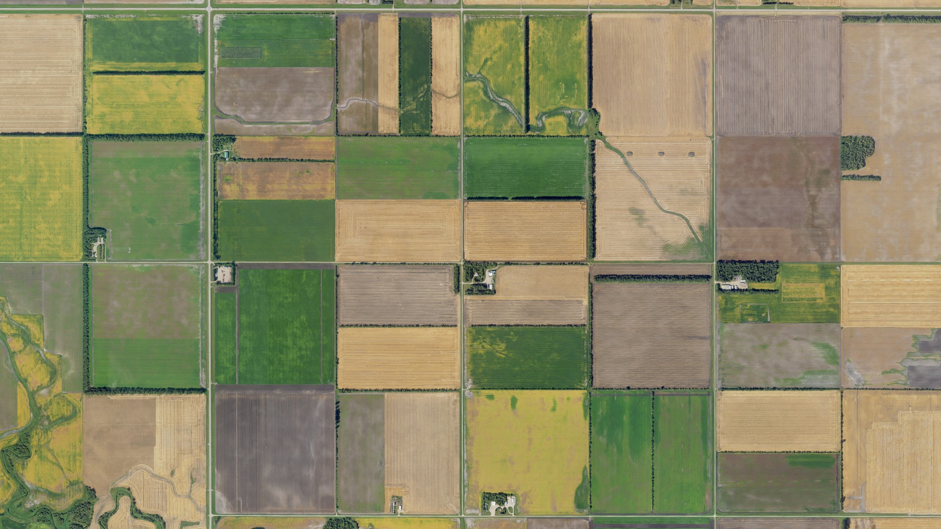 Aerial view of land around Elora, North Dakota
