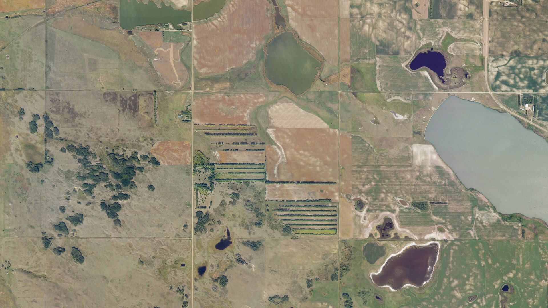 Aerial view of land around Balta, North Dakota